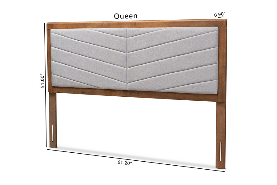 Iden Modern and Contemporary Fabric Upholstered and Finished Wood Headboard