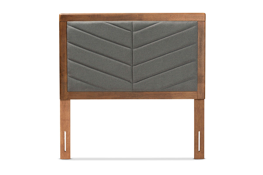Iden Modern and Contemporary Fabric Upholstered and Finished Wood Headboard
