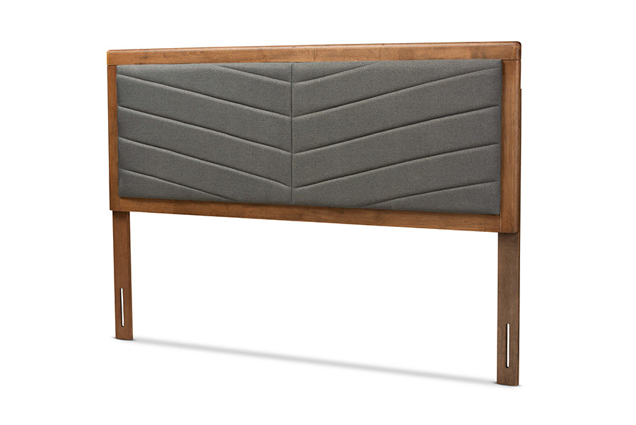 Iden Modern and Contemporary Fabric Upholstered and Finished Wood Headboard