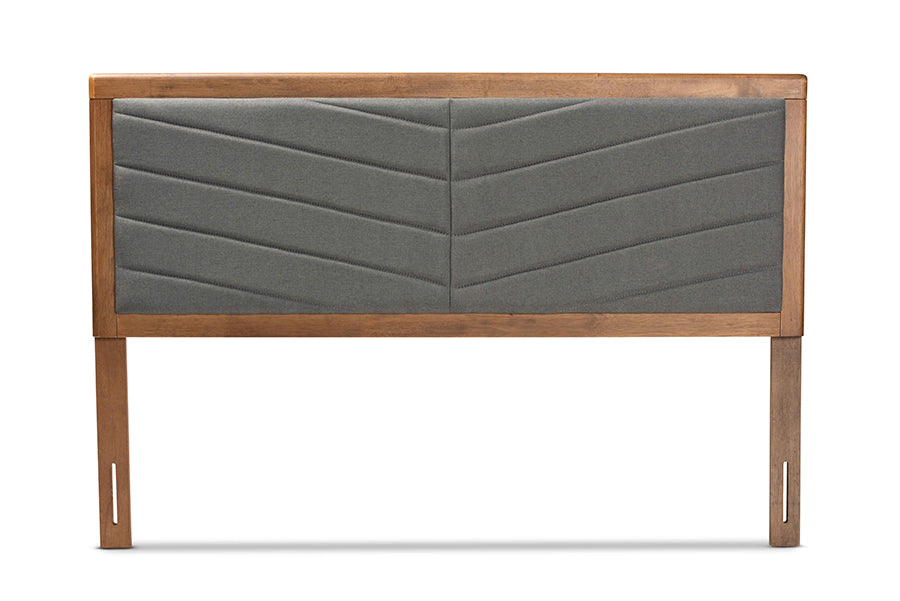 Iden Modern and Contemporary Fabric Upholstered and Finished Wood Headboard