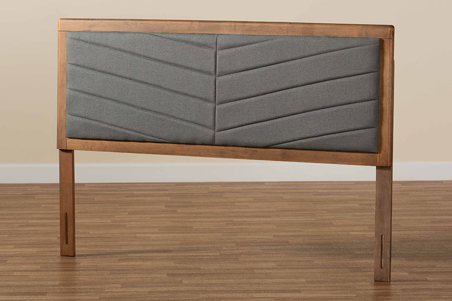 Iden Modern and Contemporary Fabric Upholstered and Finished Wood Headboard