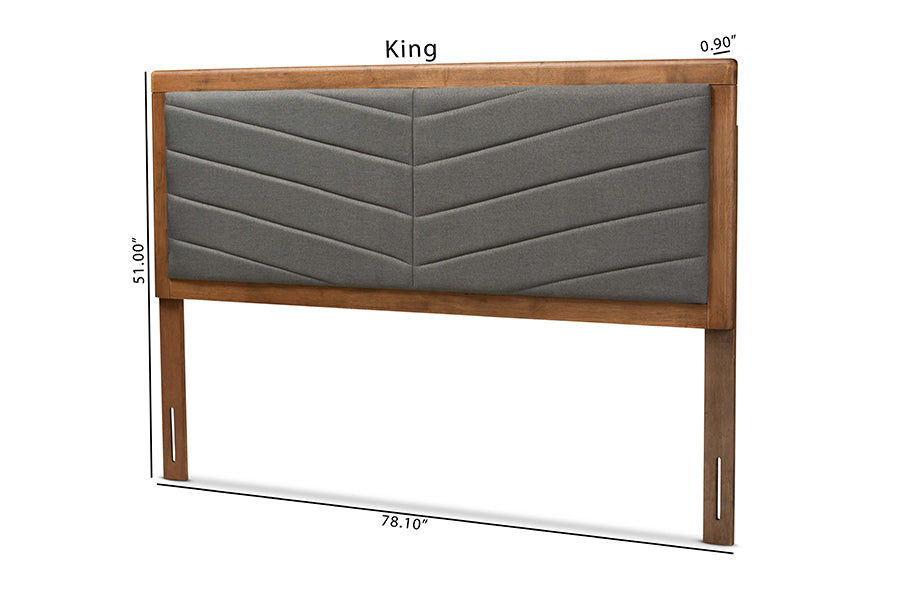 Iden Modern and Contemporary Fabric Upholstered and Finished Wood Headboard