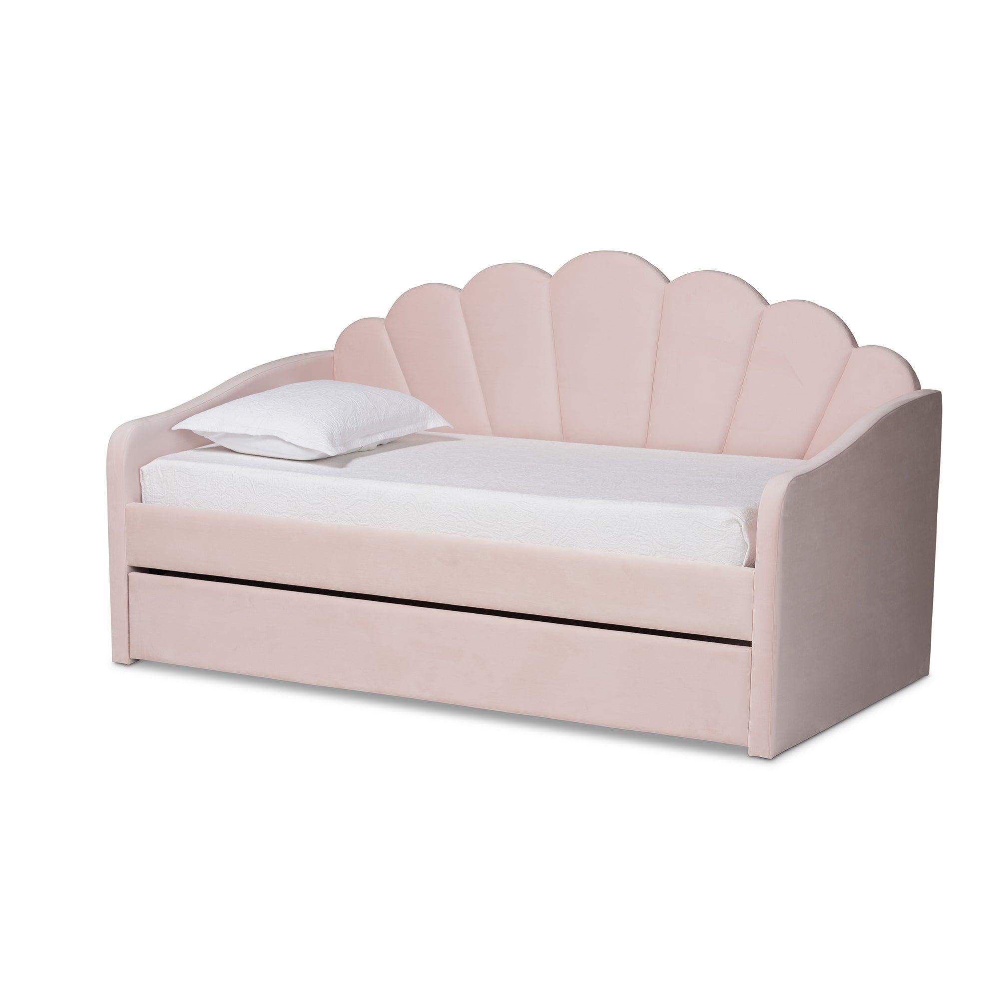 Timila Modern and Contemporary Light Velvet Fabric Upholstered Daybed