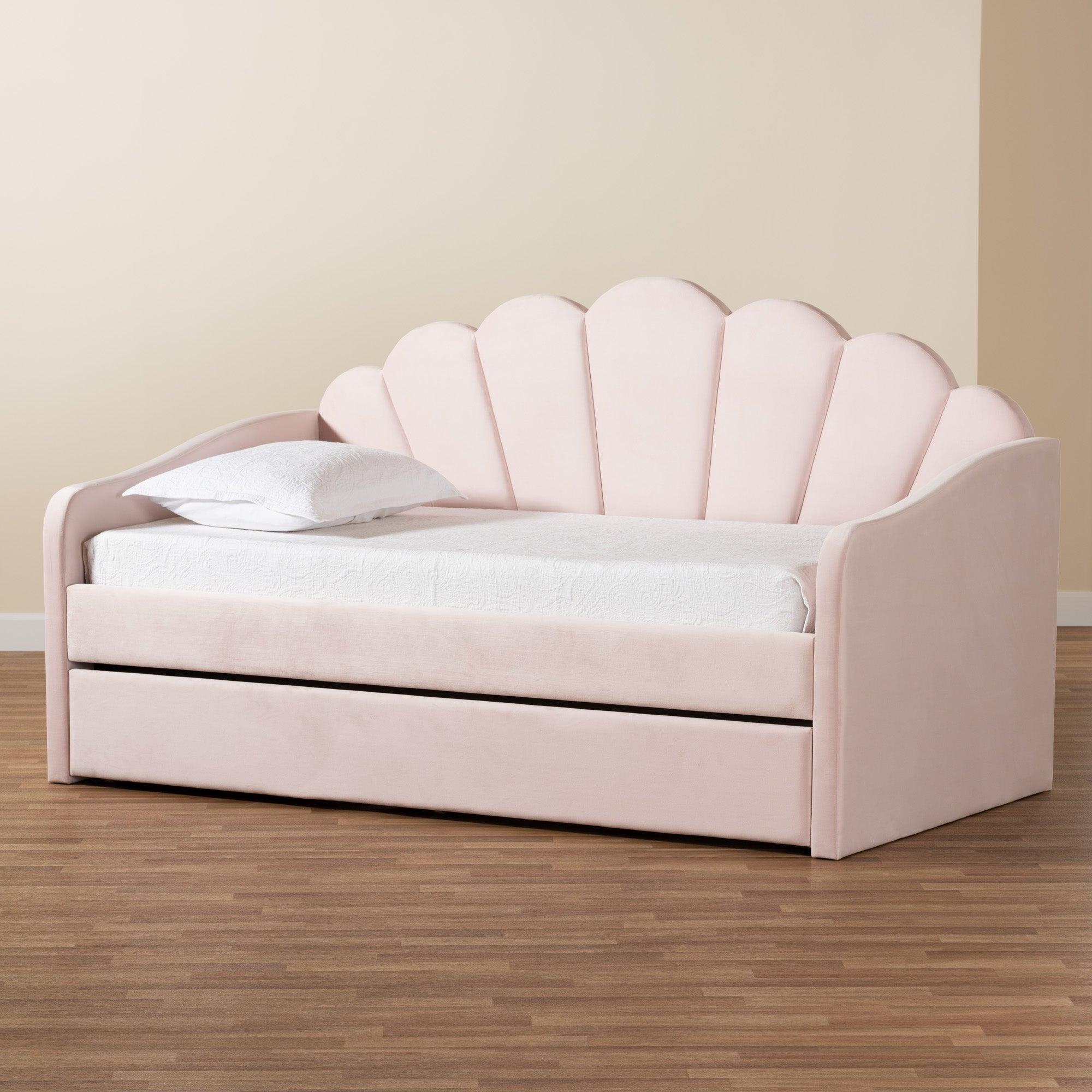 Timila Modern and Contemporary Light Velvet Fabric Upholstered Daybed