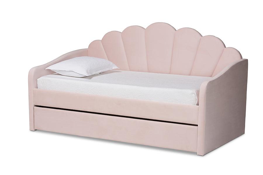 Timila Modern and Contemporary Light Velvet Fabric Upholstered Daybed