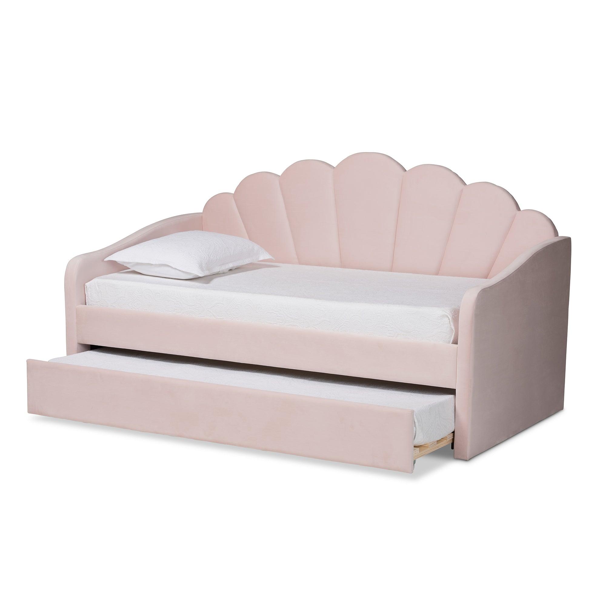 Timila Modern and Contemporary Light Velvet Fabric Upholstered Daybed