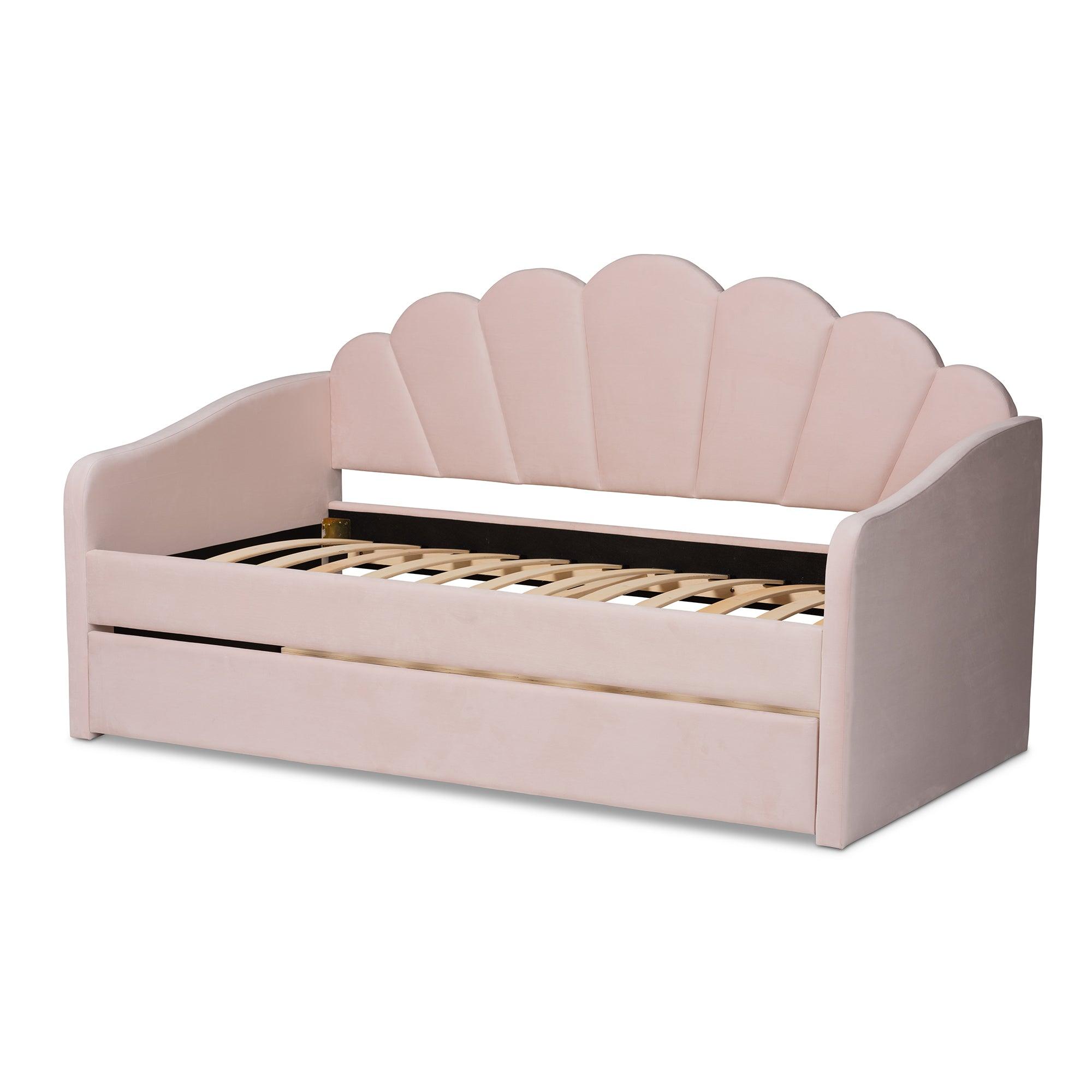 Timila Modern and Contemporary Light Velvet Fabric Upholstered Daybed