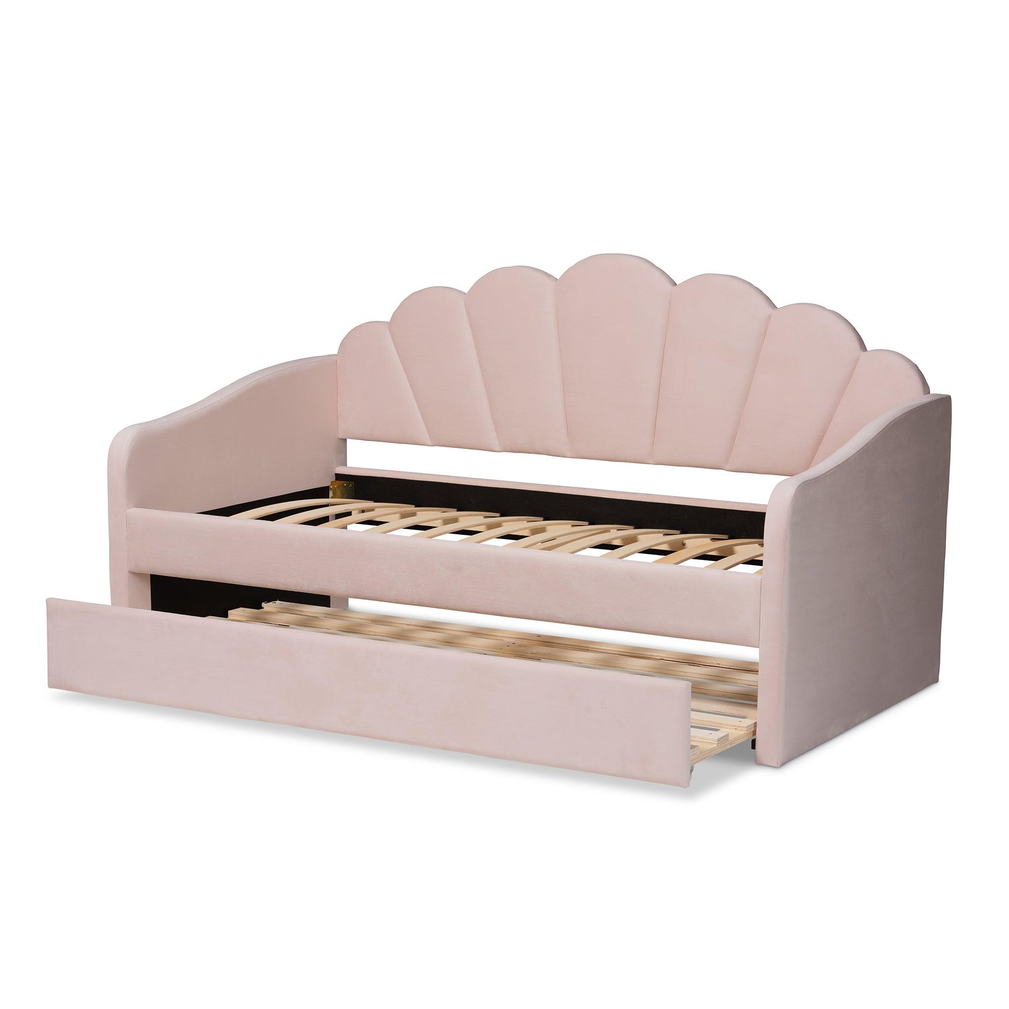 Timila Modern and Contemporary Light Velvet Fabric Upholstered Daybed