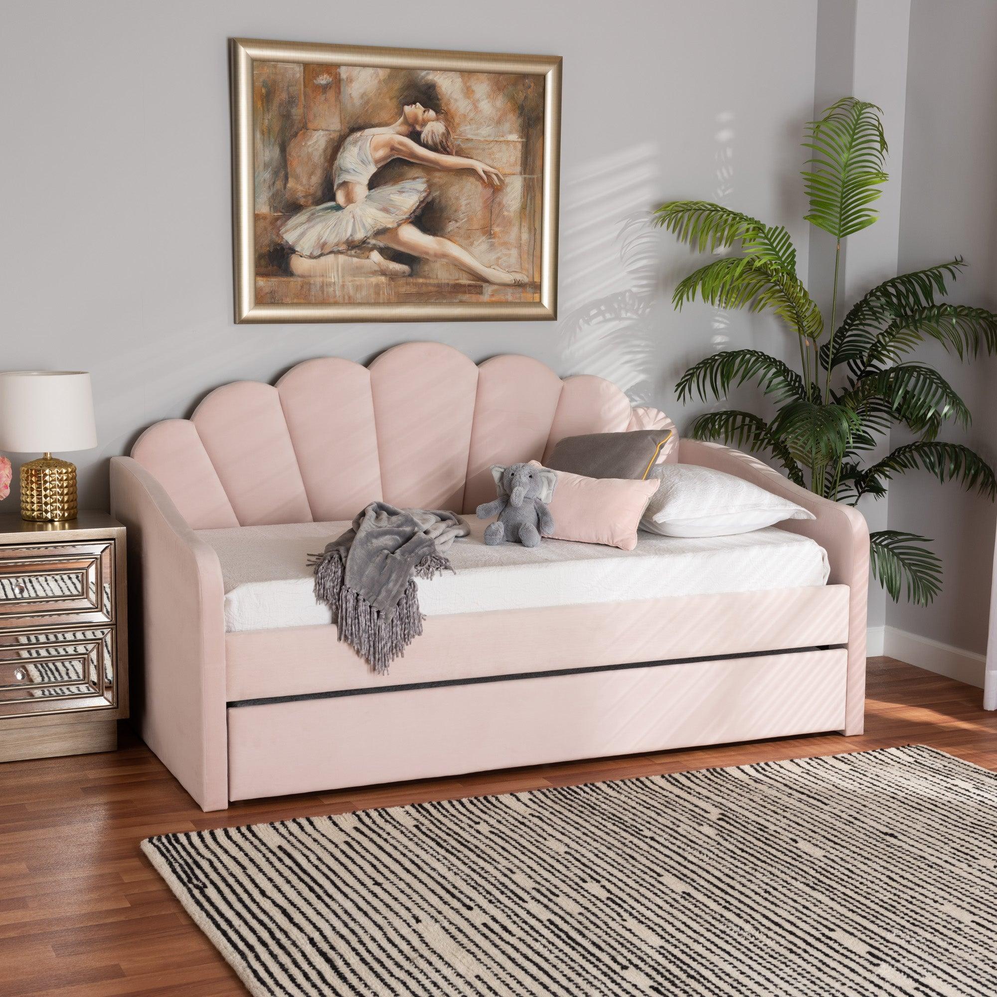 Timila Modern and Contemporary Light Velvet Fabric Upholstered Daybed