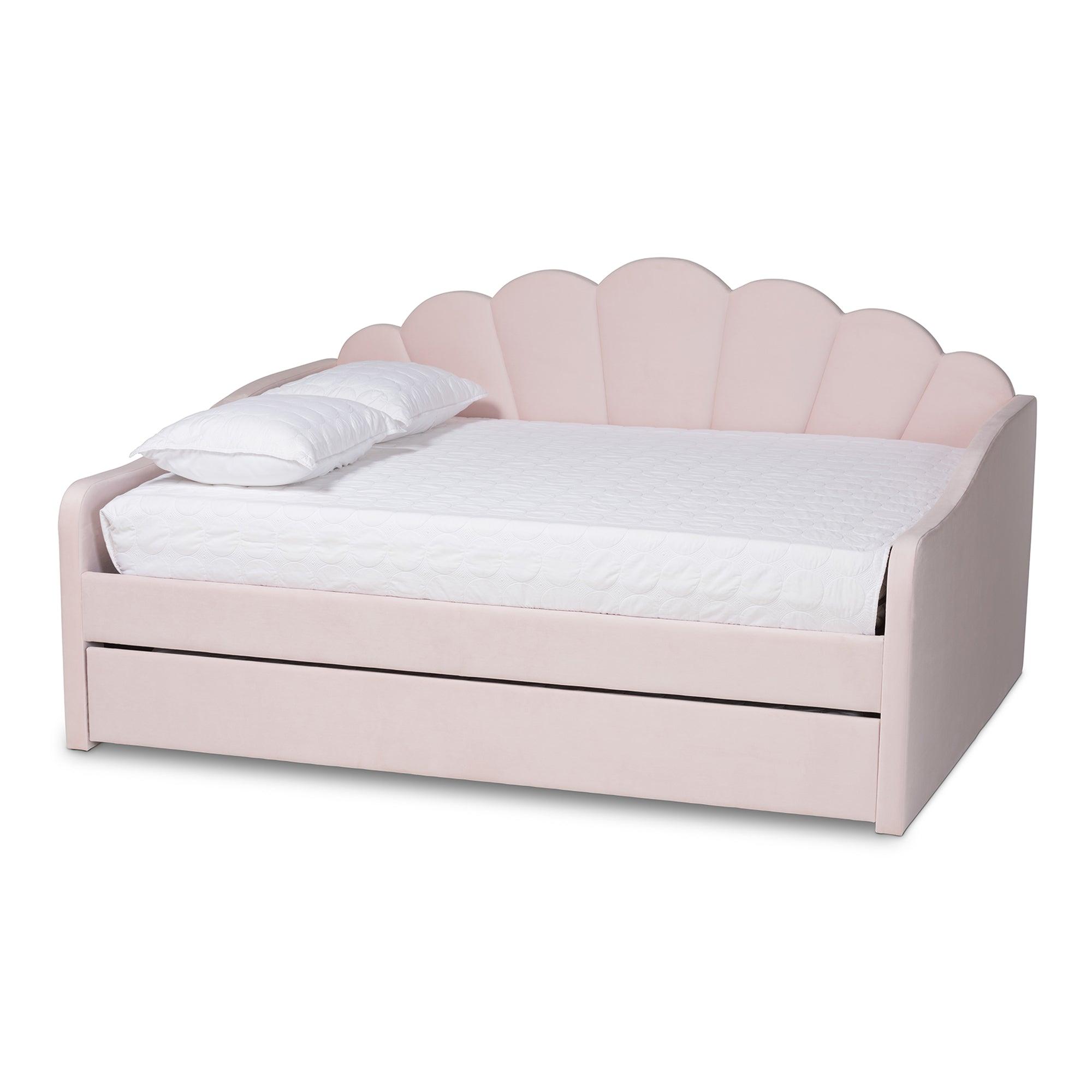 Timila Modern and Contemporary Light Velvet Fabric Upholstered Daybed