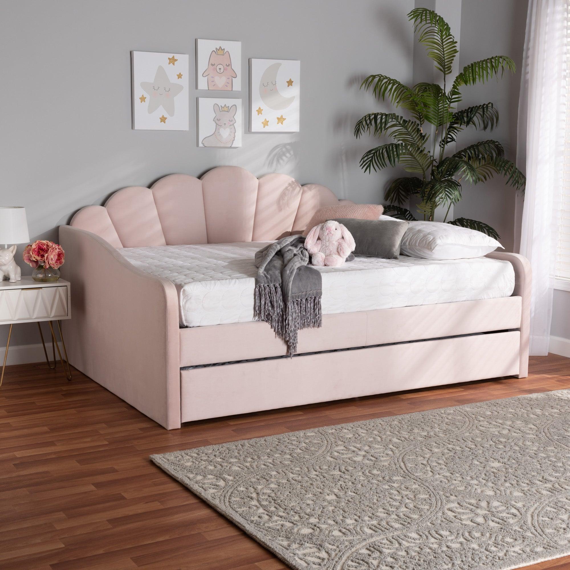Timila Modern and Contemporary Light Velvet Fabric Upholstered Daybed