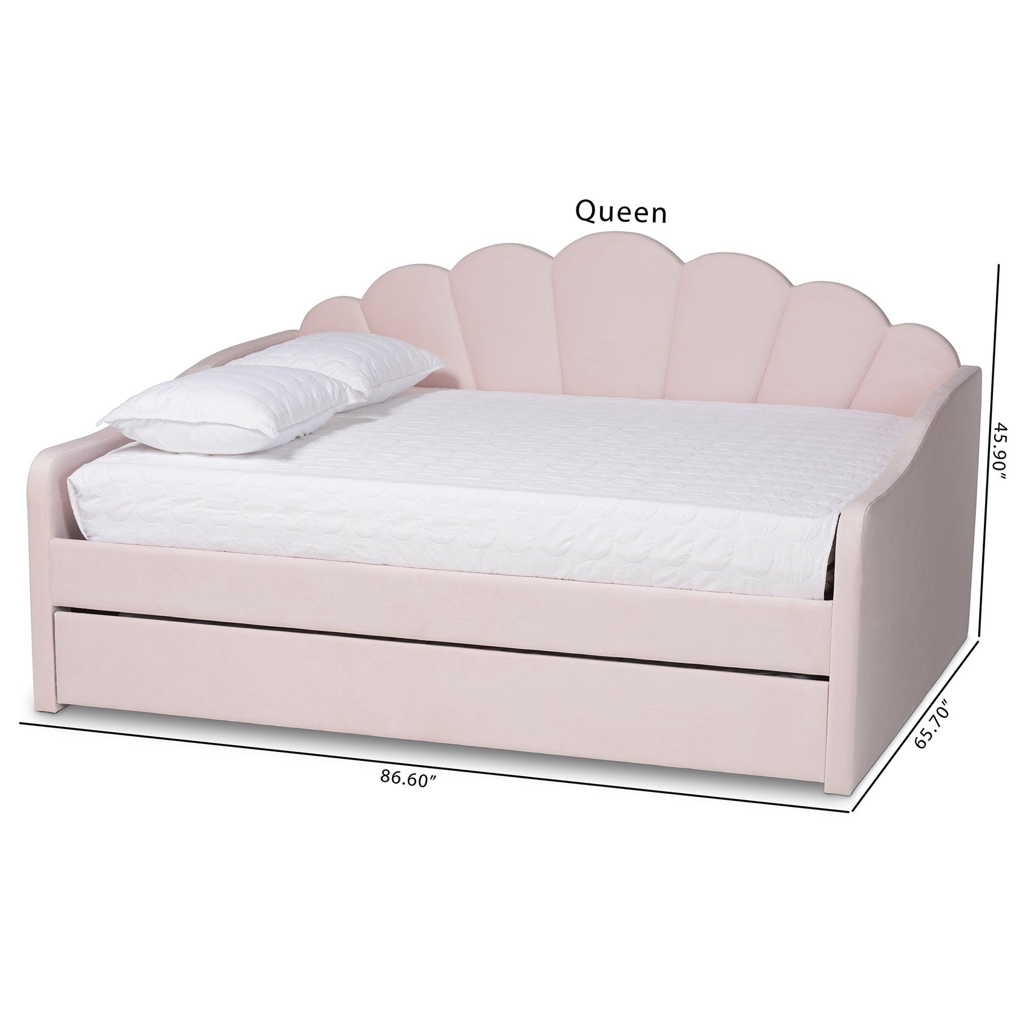 Timila Modern and Contemporary Light Velvet Fabric Upholstered Daybed