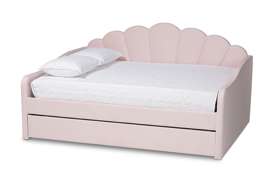 Timila Modern and Contemporary Light Velvet Fabric Upholstered Daybed