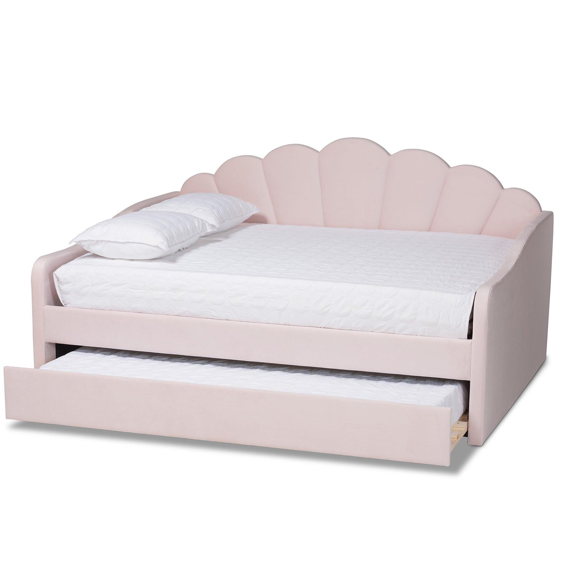 Timila Modern and Contemporary Light Velvet Fabric Upholstered Daybed