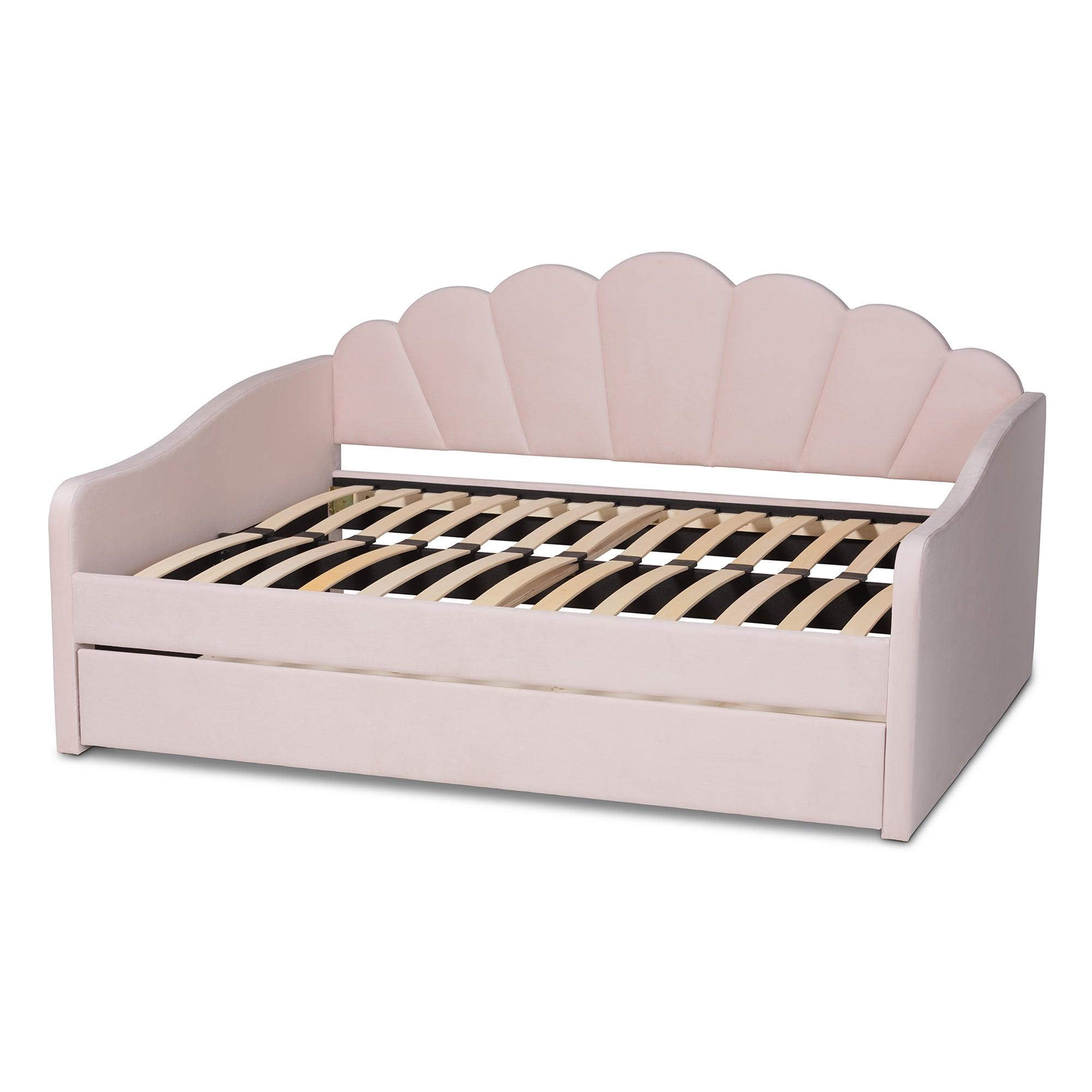 Timila Modern and Contemporary Light Velvet Fabric Upholstered Daybed