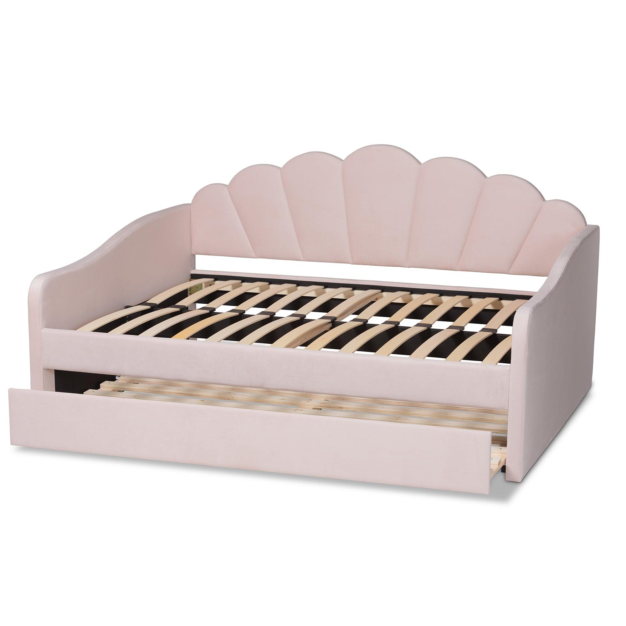 Timila Modern and Contemporary Light Velvet Fabric Upholstered Daybed
