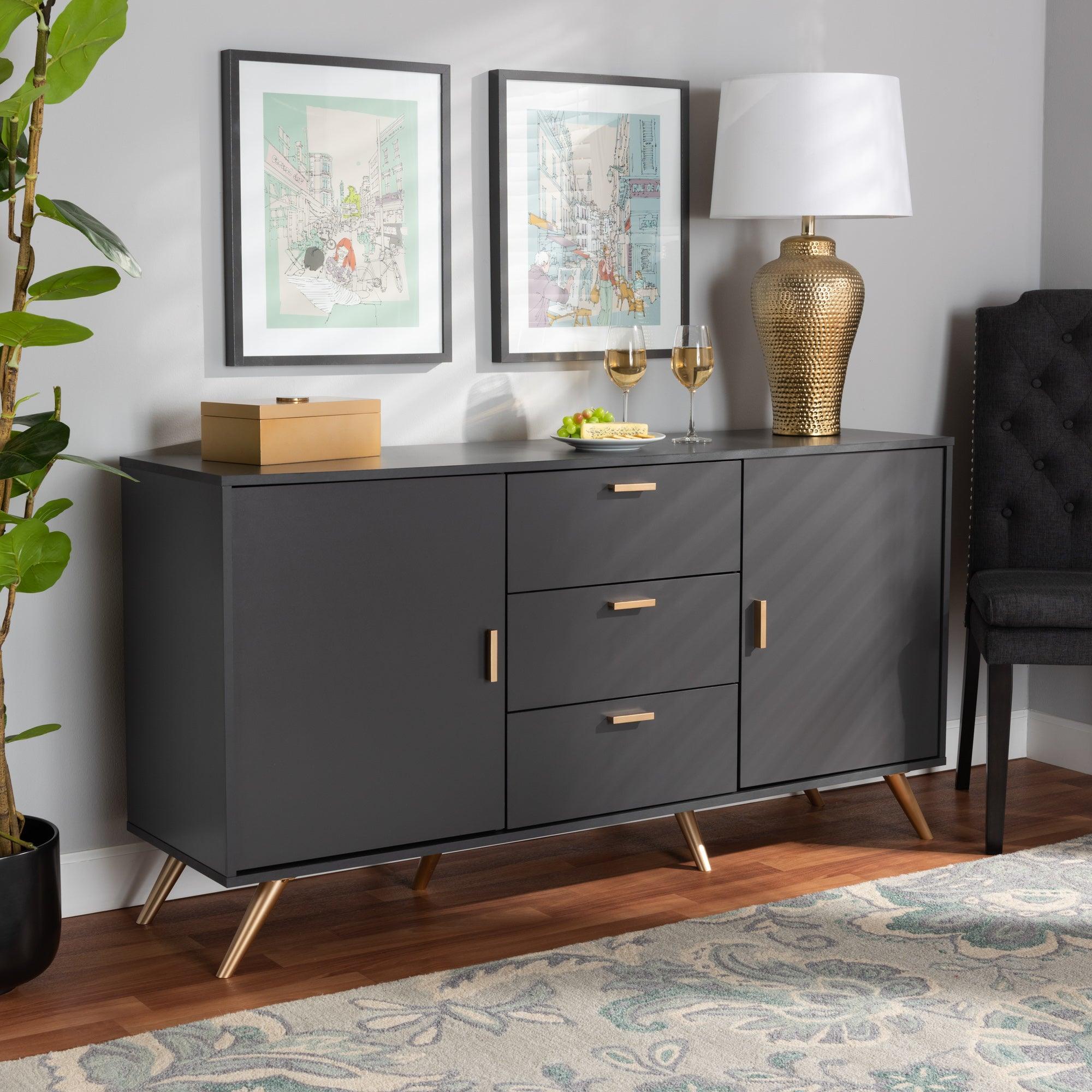 Kelson Modern and Contemporary Dark and Finished Wood 2-Door Sideboard Buffet