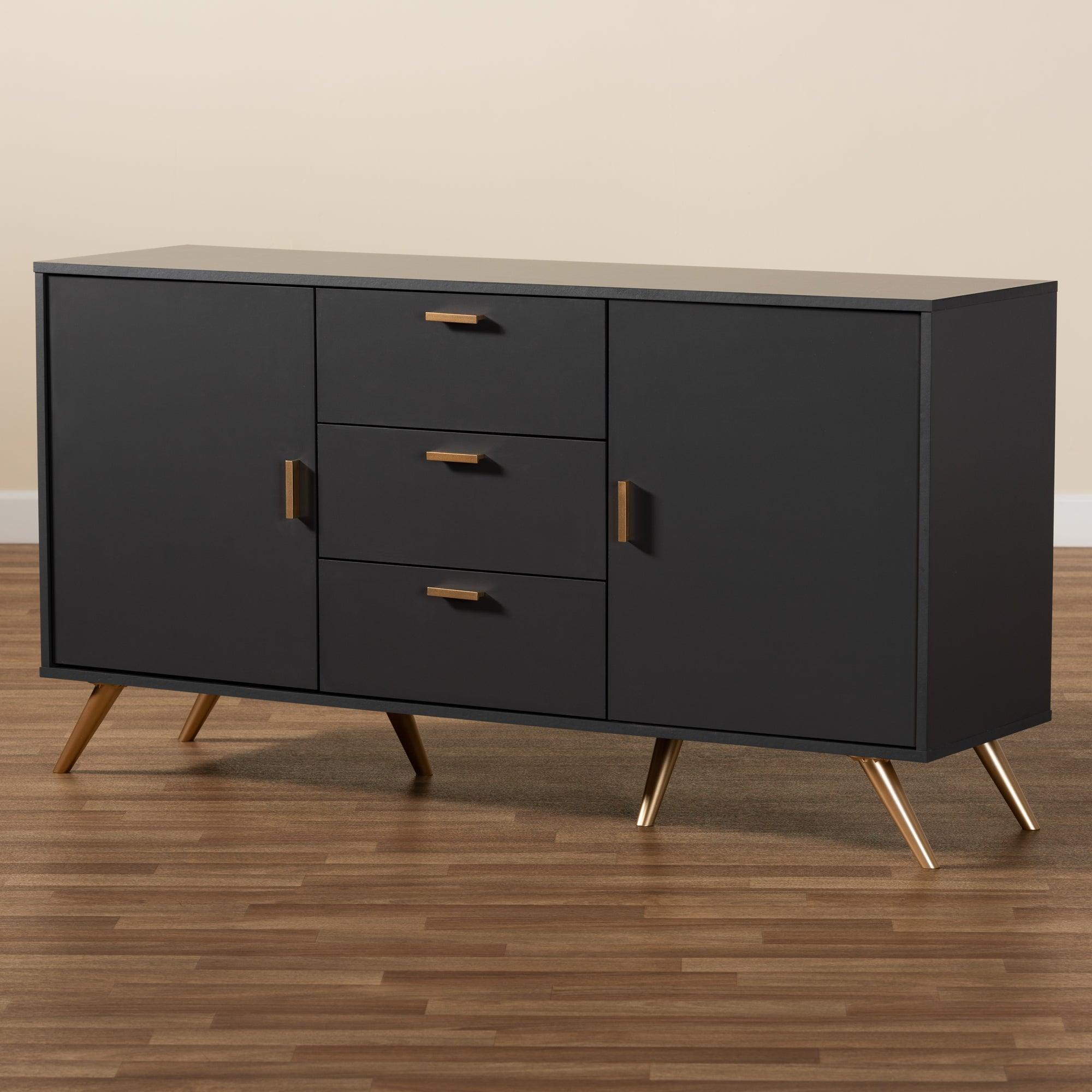 Kelson Modern and Contemporary Dark and Finished Wood 2-Door Sideboard Buffet