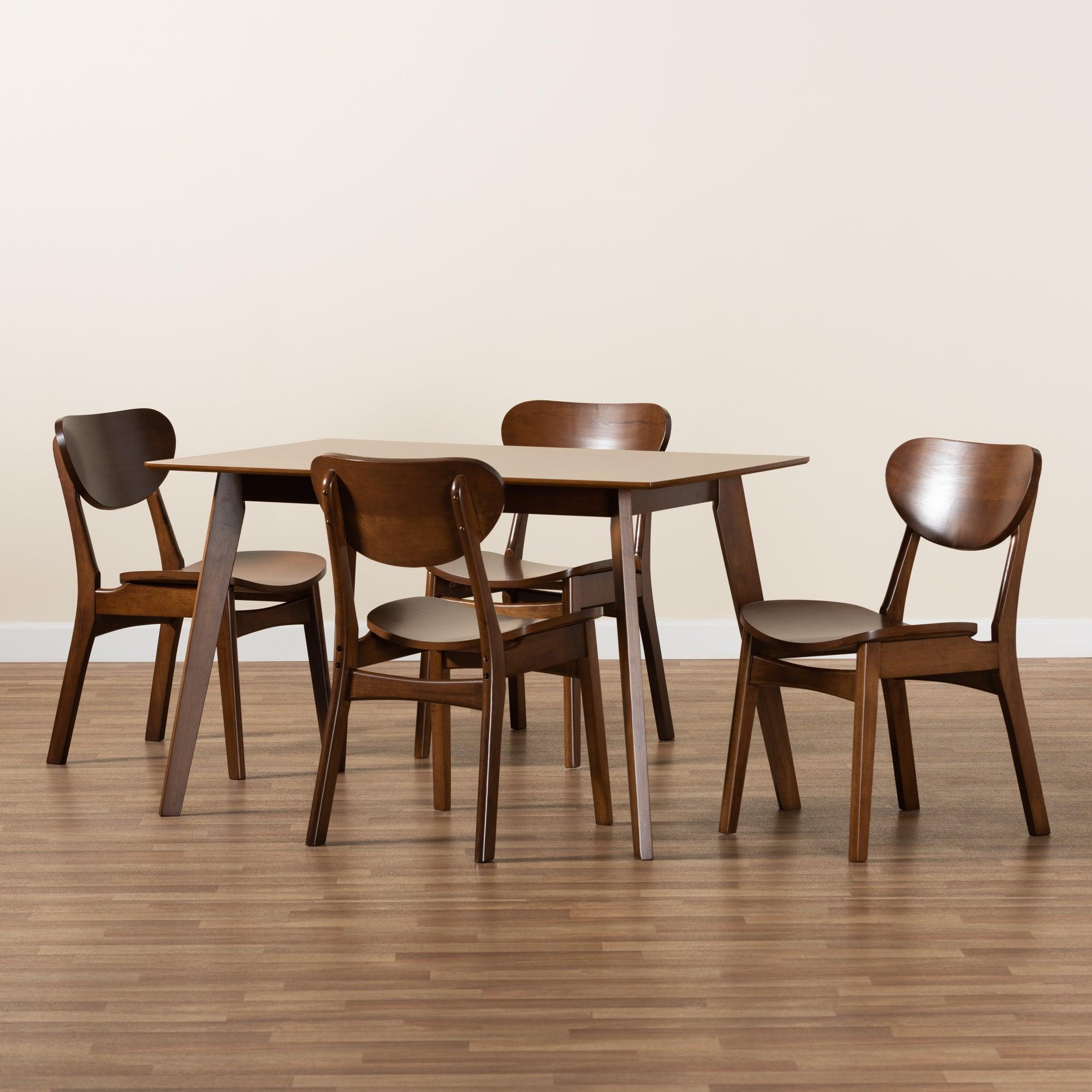 Katya Mid-Century Modern Finished Wood 5-Piece Dining Set