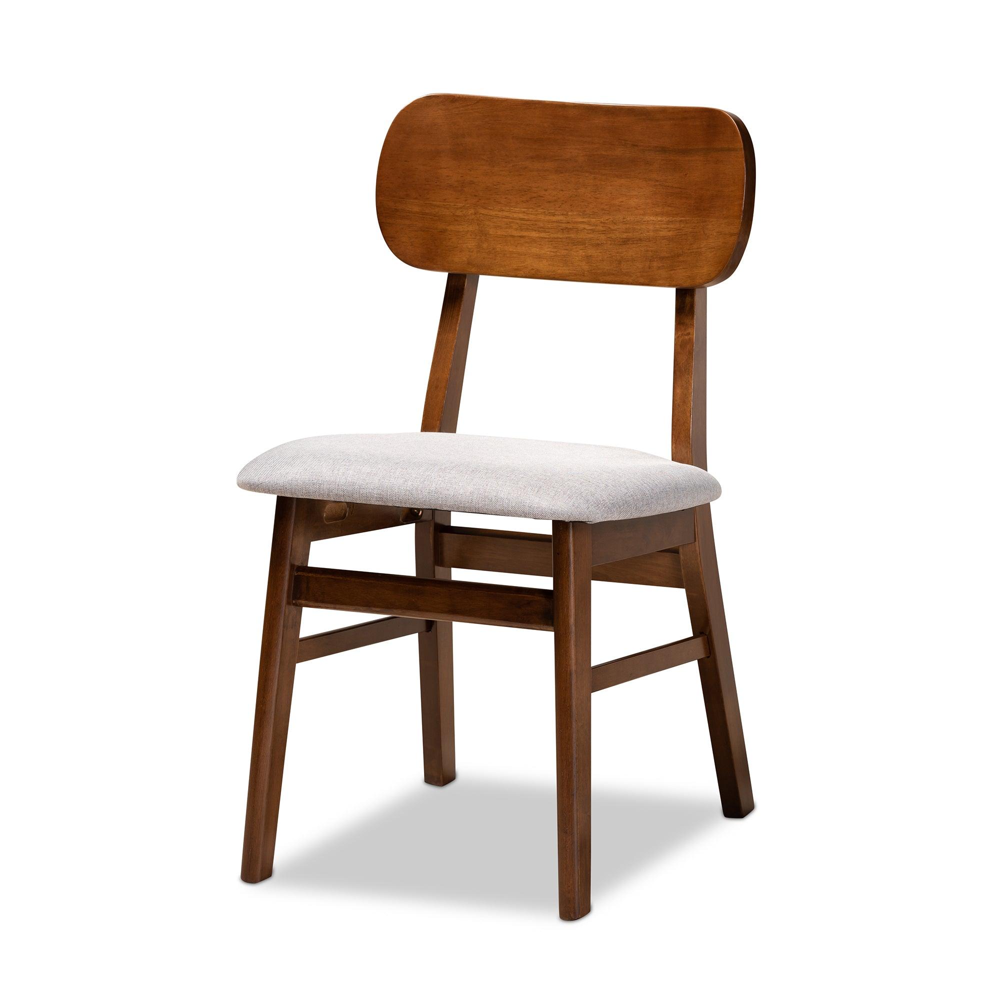 Euclid Mid-Century Modern Fabric Upholstered and Finished Wood 5-Piece Dining Set