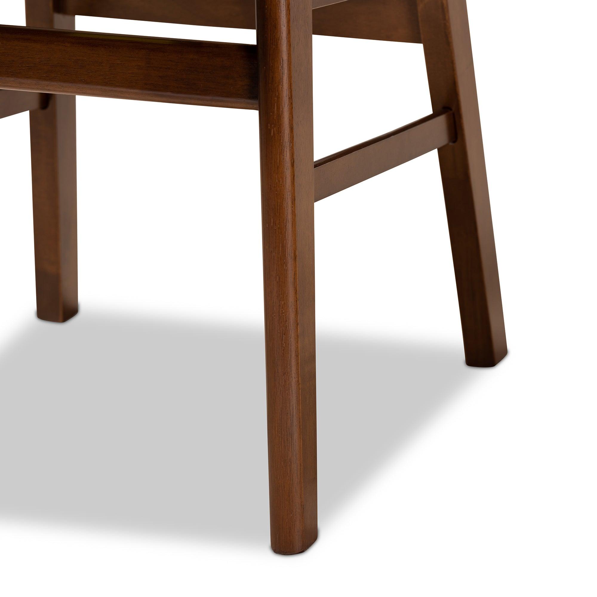 Euclid Mid-Century Modern Fabric Upholstered and Finished Wood 5-Piece Dining Set