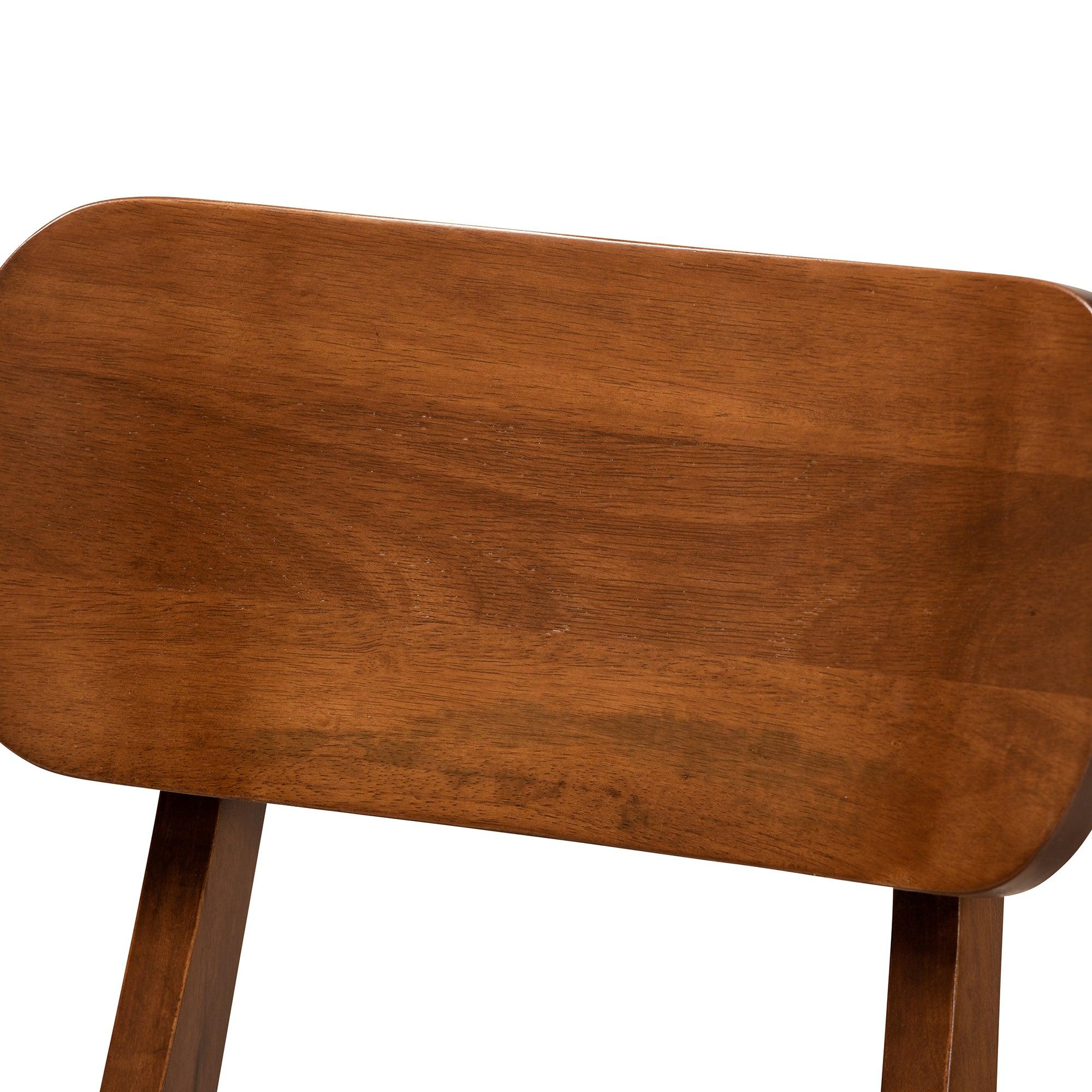 Euclid Mid-Century Modern Sand Fabric Upholstered and Finished Wood 5-Piece Dining Set