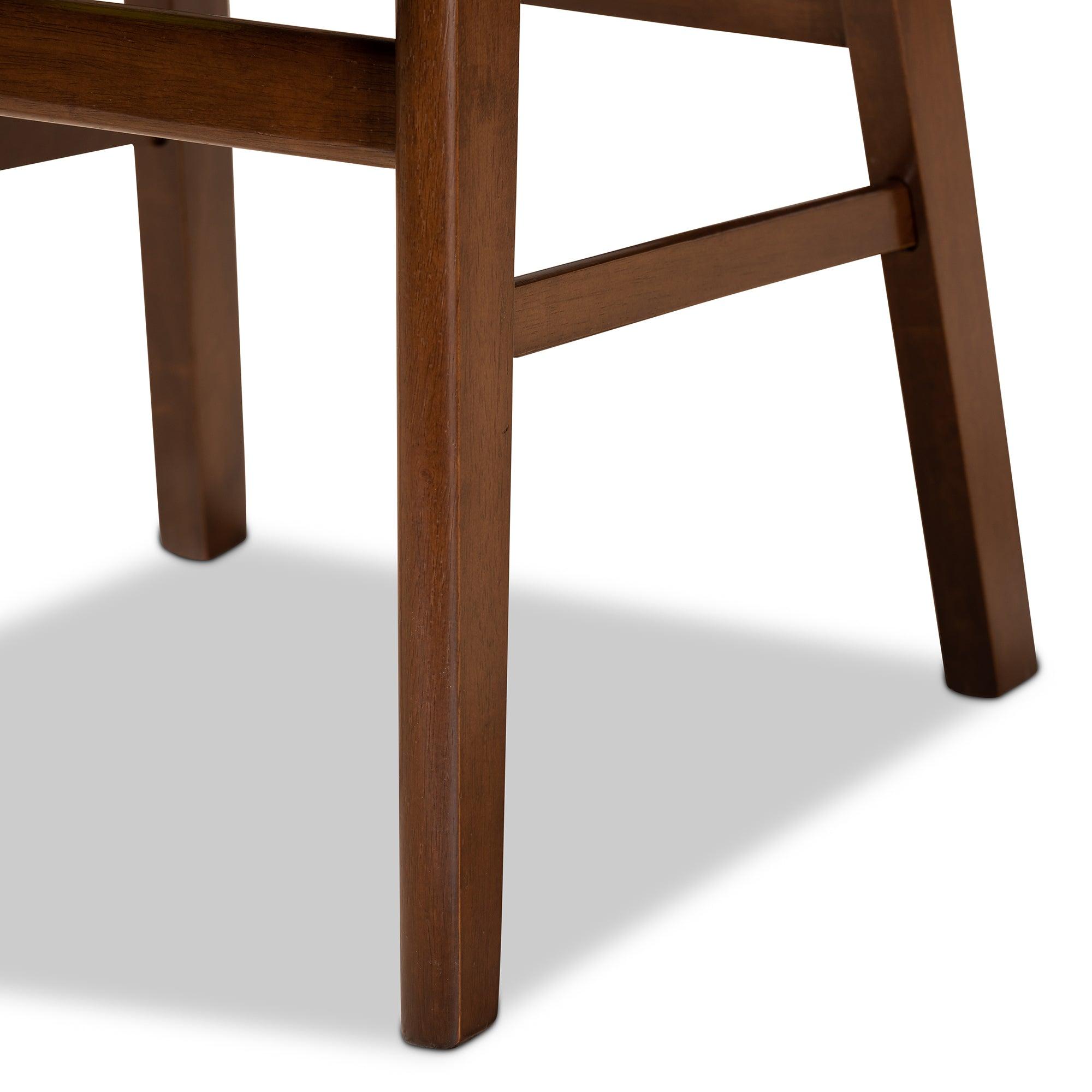 Euclid Mid-Century Modern Sand Fabric Upholstered and Finished Wood 5-Piece Dining Set