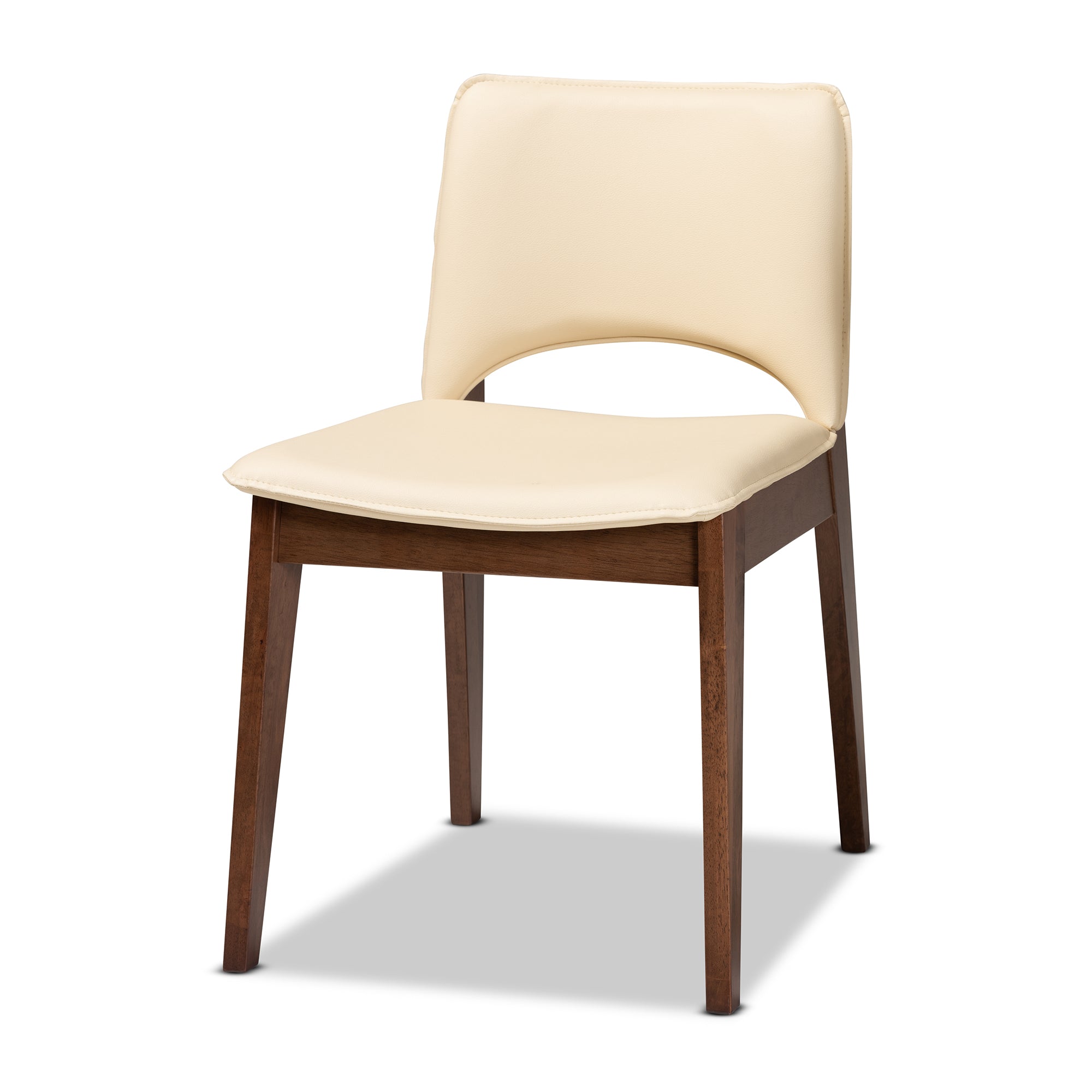 Afton Mid-Century Modern Faux Leather Upholstered and Finished Wood 7-Piece Dining Set