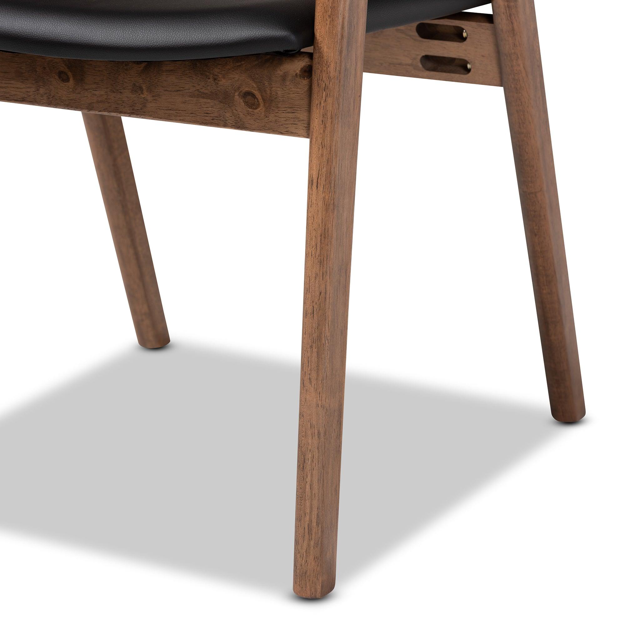 Harland Mid-Century Modern Faux Leather Upholstered and Finished Wood 7-Piece Dining Set