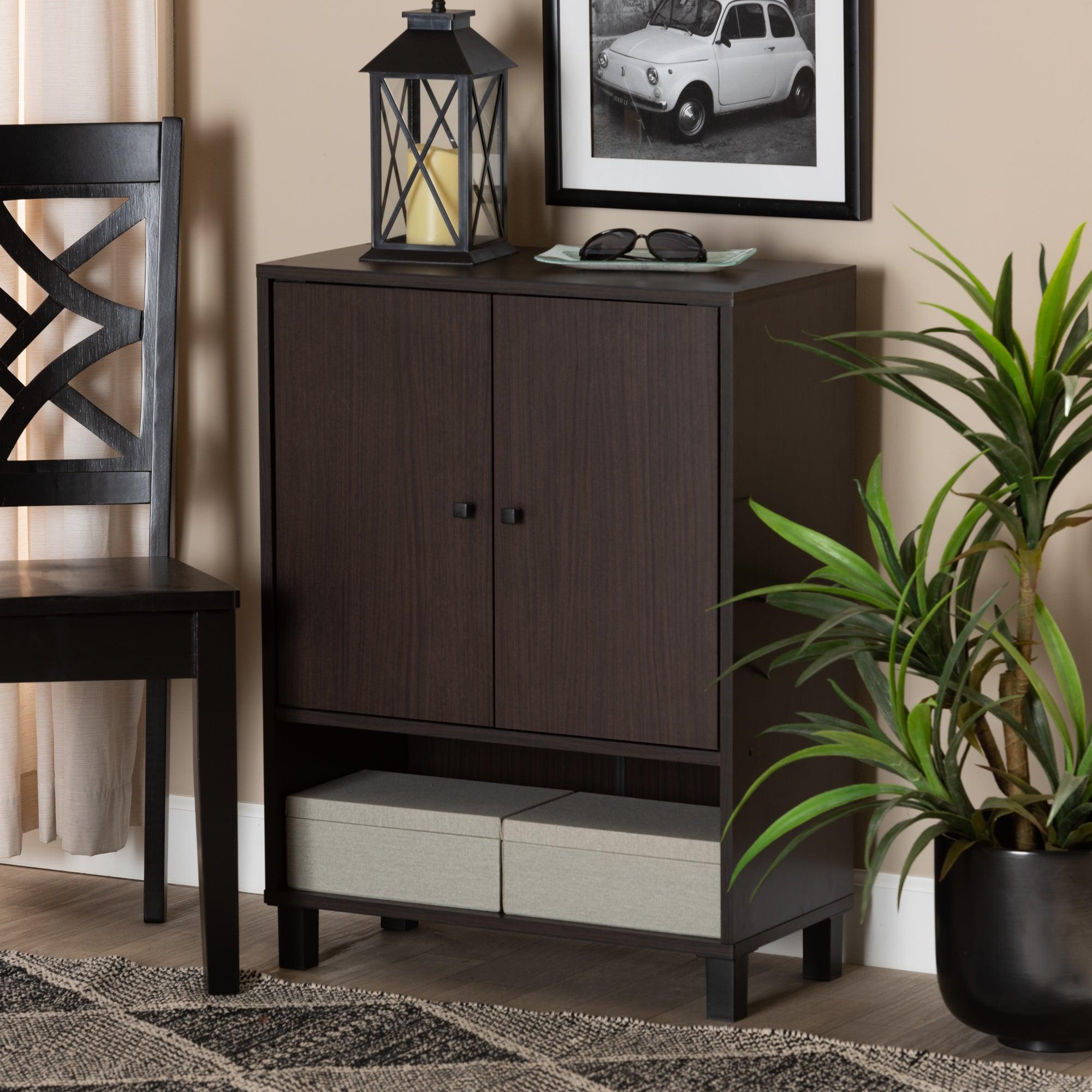 Rossin Modern and Contemporary Finished Wood 2-Door Entryway Shoe Storage Cabinet