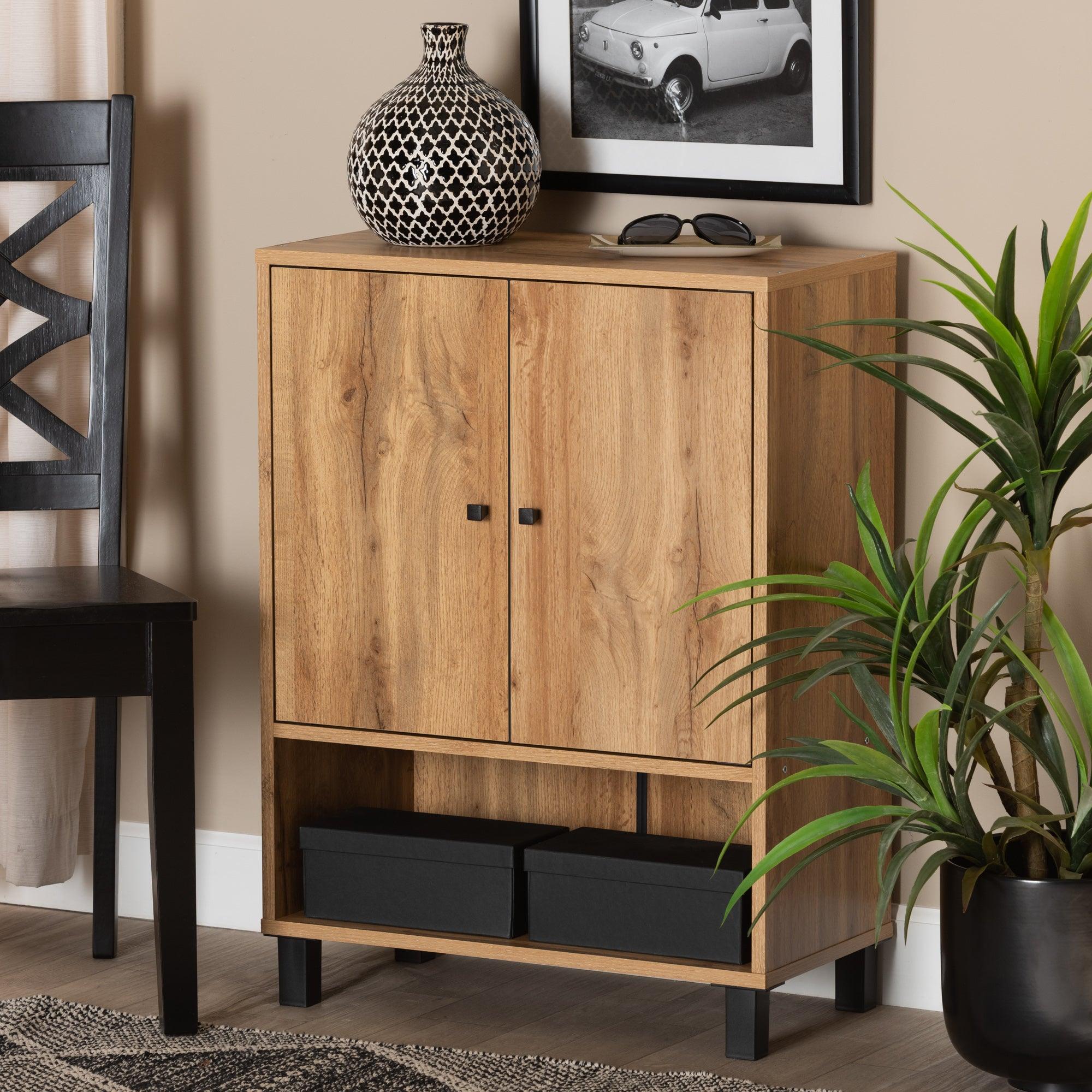 Rossin Modern and Contemporary Finished Wood 2-Door Entryway Shoe Storage Cabinet