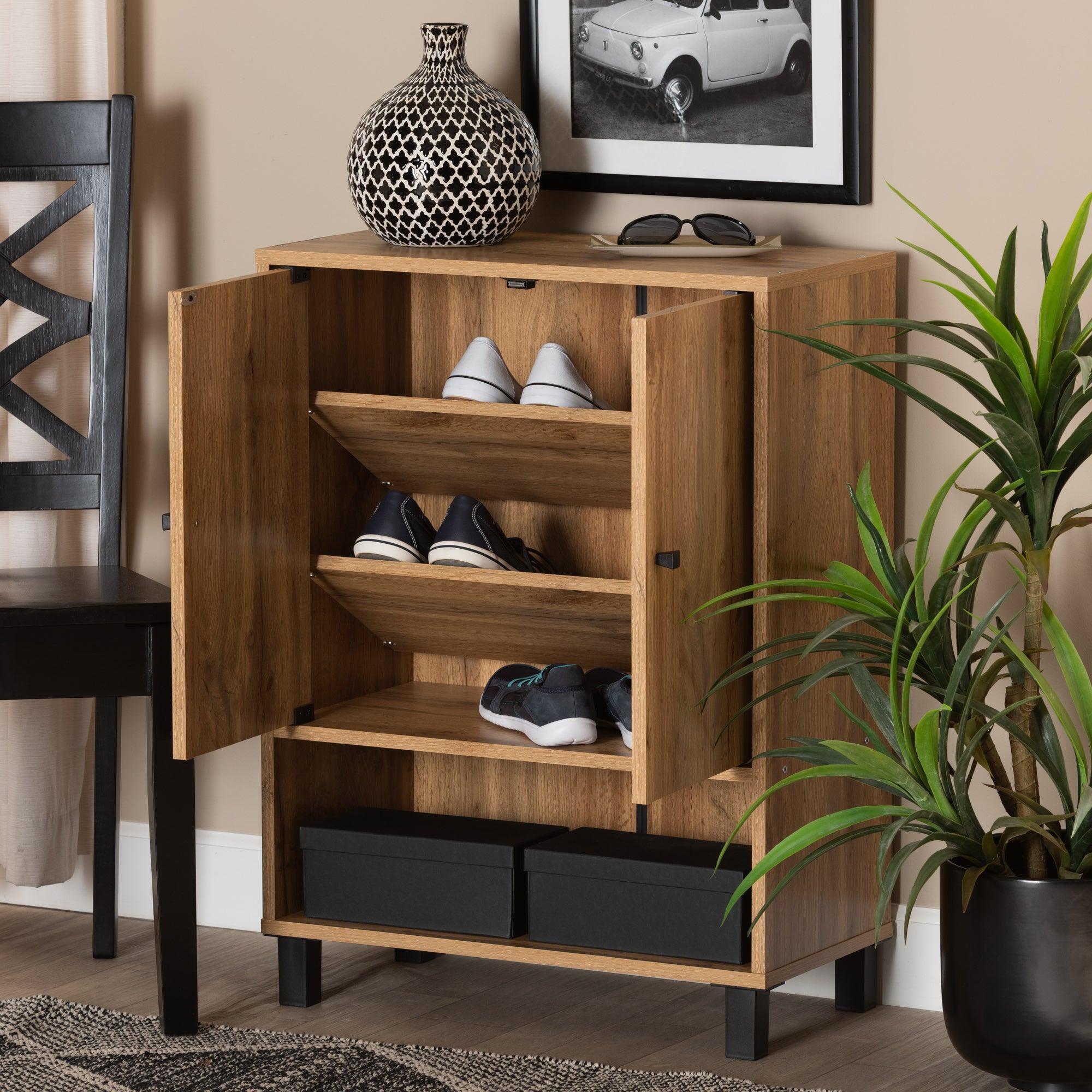 Rossin Modern and Contemporary Finished Wood 2-Door Entryway Shoe Storage Cabinet