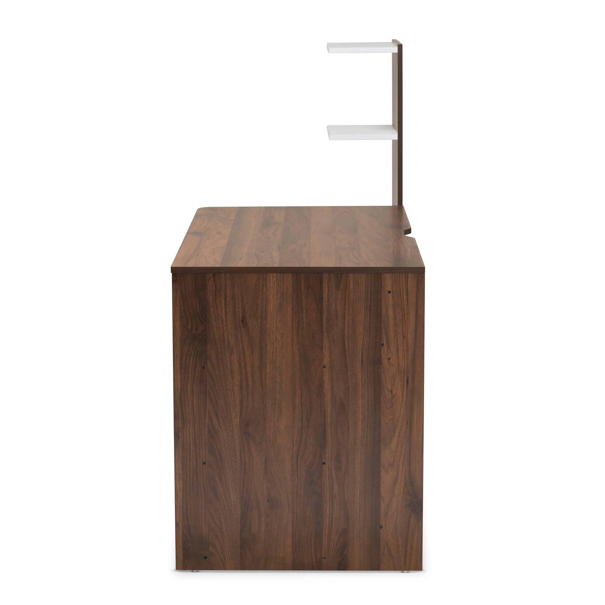 Tobias Mid-Century Modern Two-Tone and Finished Wood Storage Computer Desk