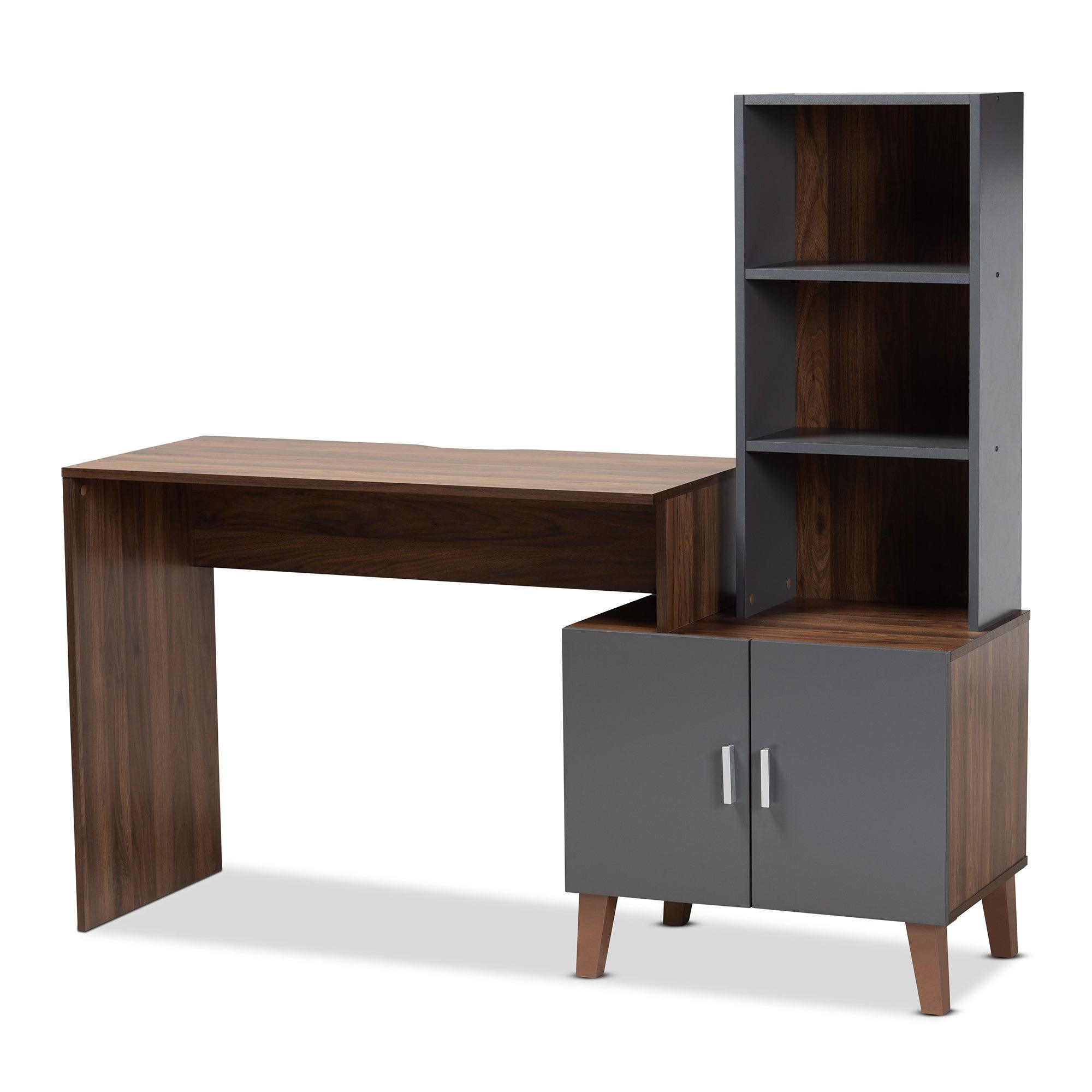 Jaeger Modern and Contemporary Two-Tone and Dark Finished Wood Storage Desk