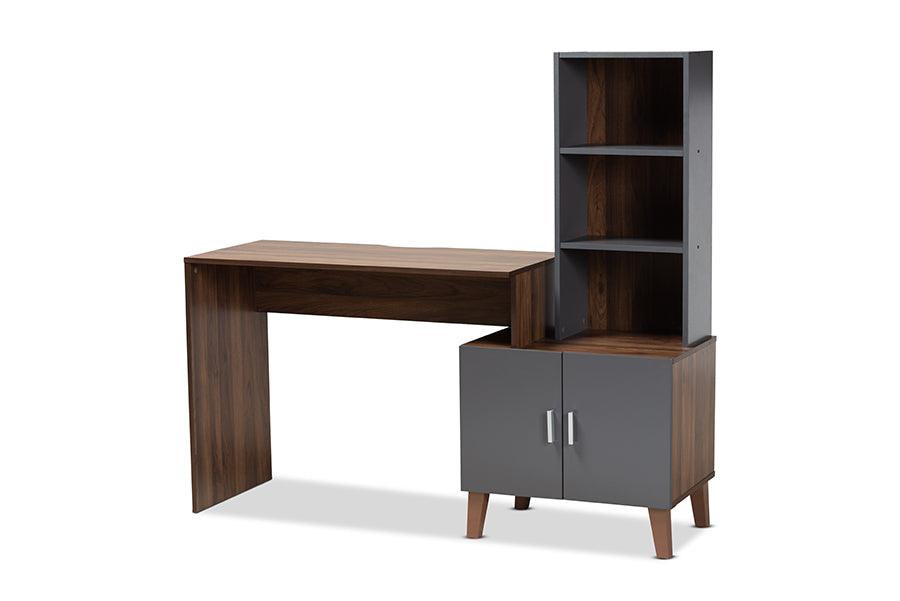 Jaeger Modern and Contemporary Two-Tone and Dark Finished Wood Storage Desk