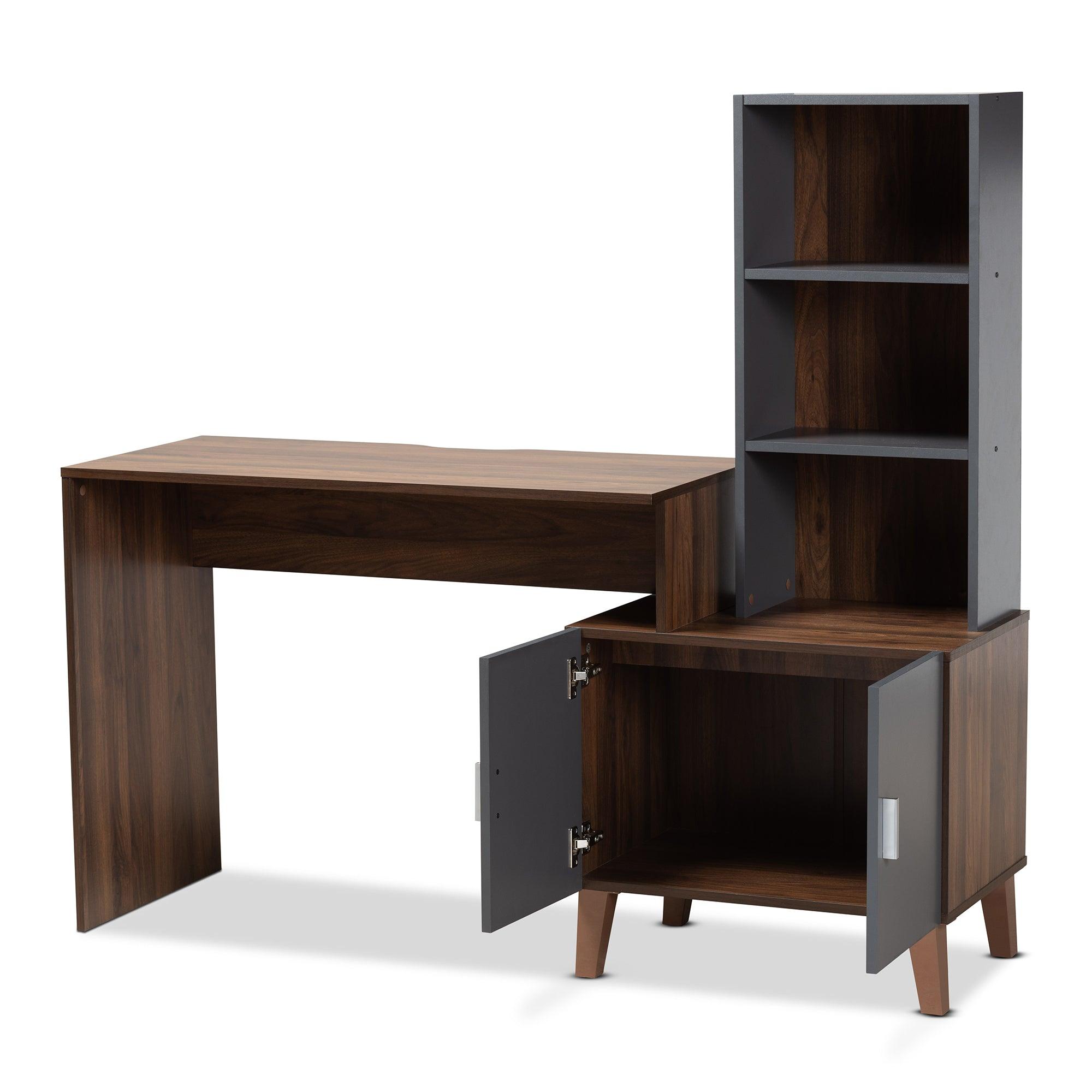 Jaeger Modern and Contemporary Two-Tone and Dark Finished Wood Storage Desk