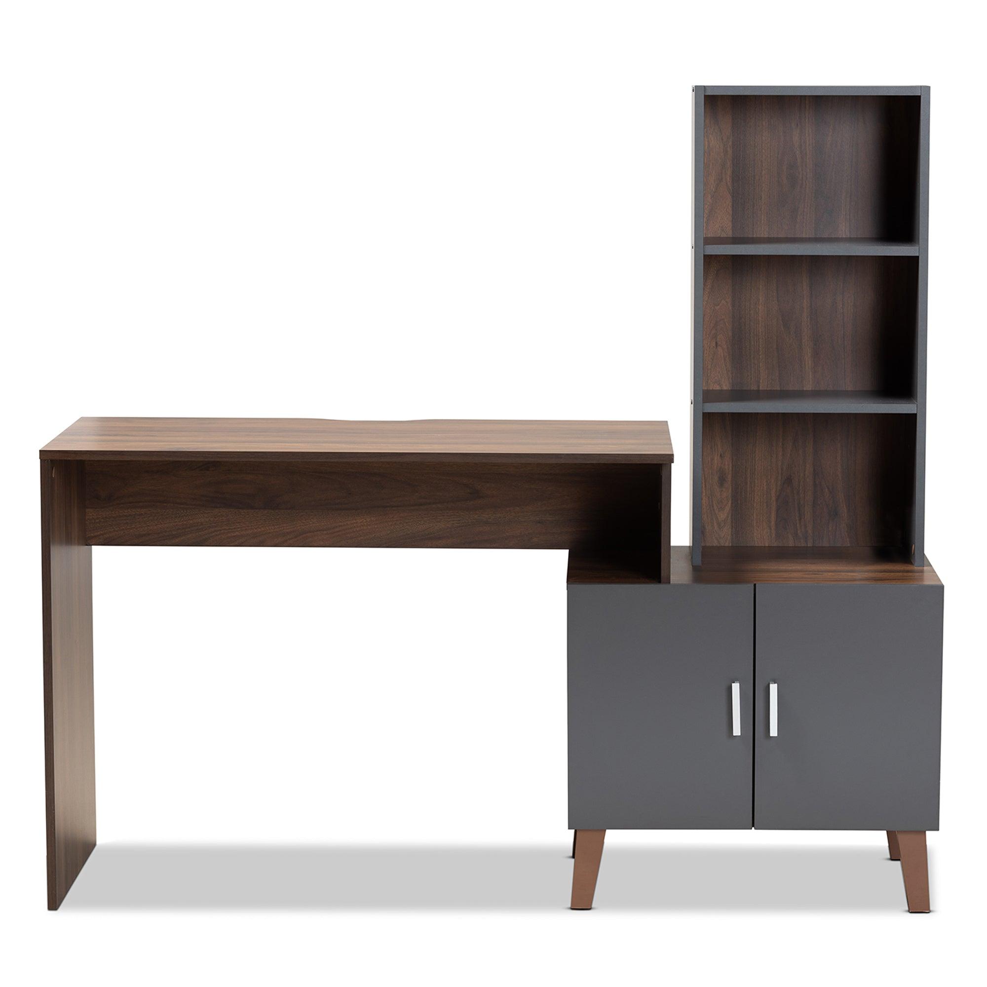 Jaeger Modern and Contemporary Two-Tone and Dark Finished Wood Storage Desk