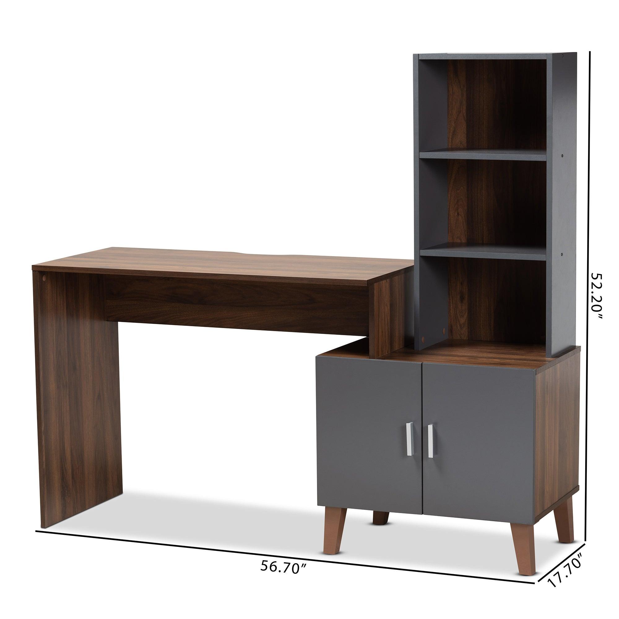 Jaeger Modern and Contemporary Two-Tone and Dark Finished Wood Storage Desk