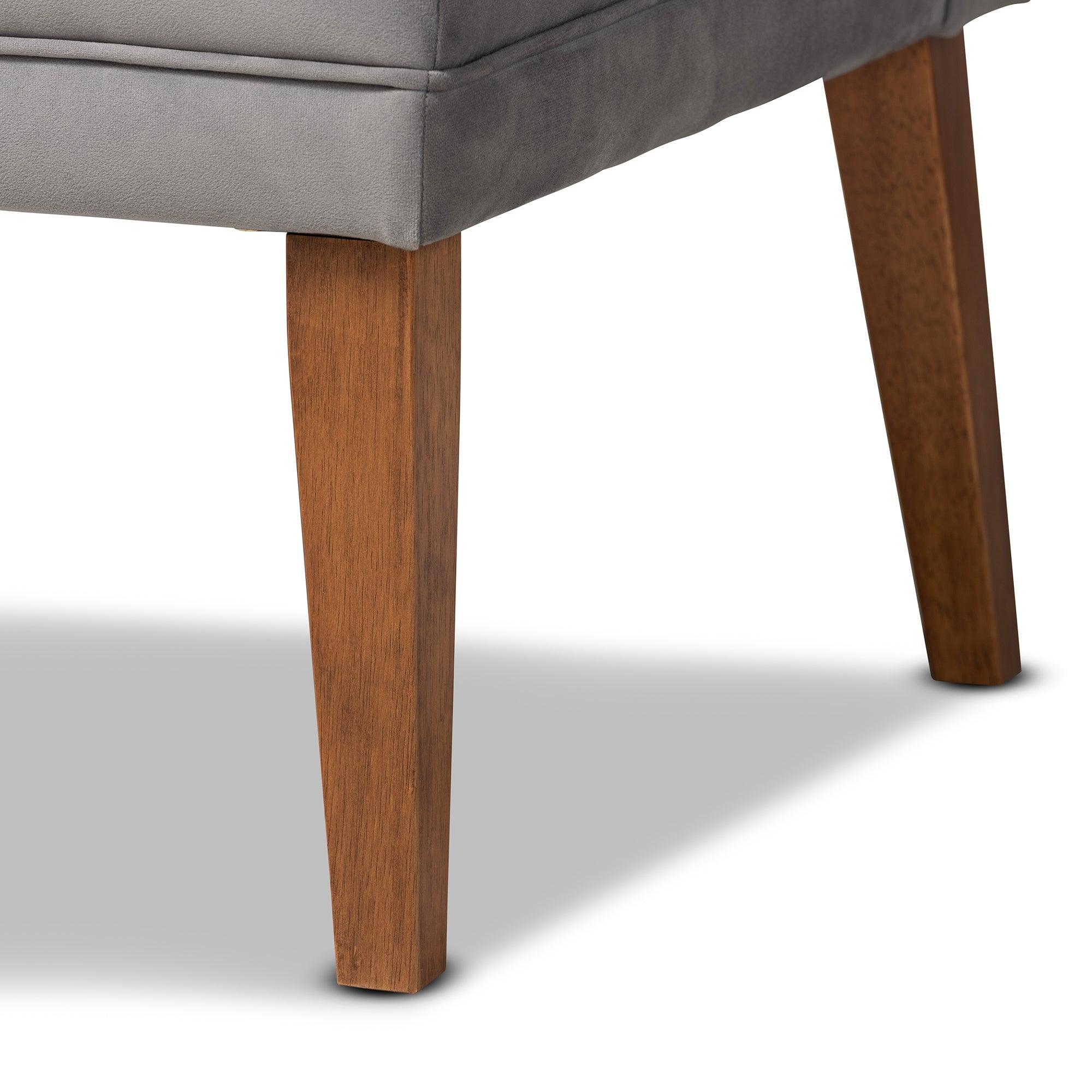 Stewart Mid-Century Modern Velvet Upholstered and Finished Wood 3-Piece Dining Nook Set