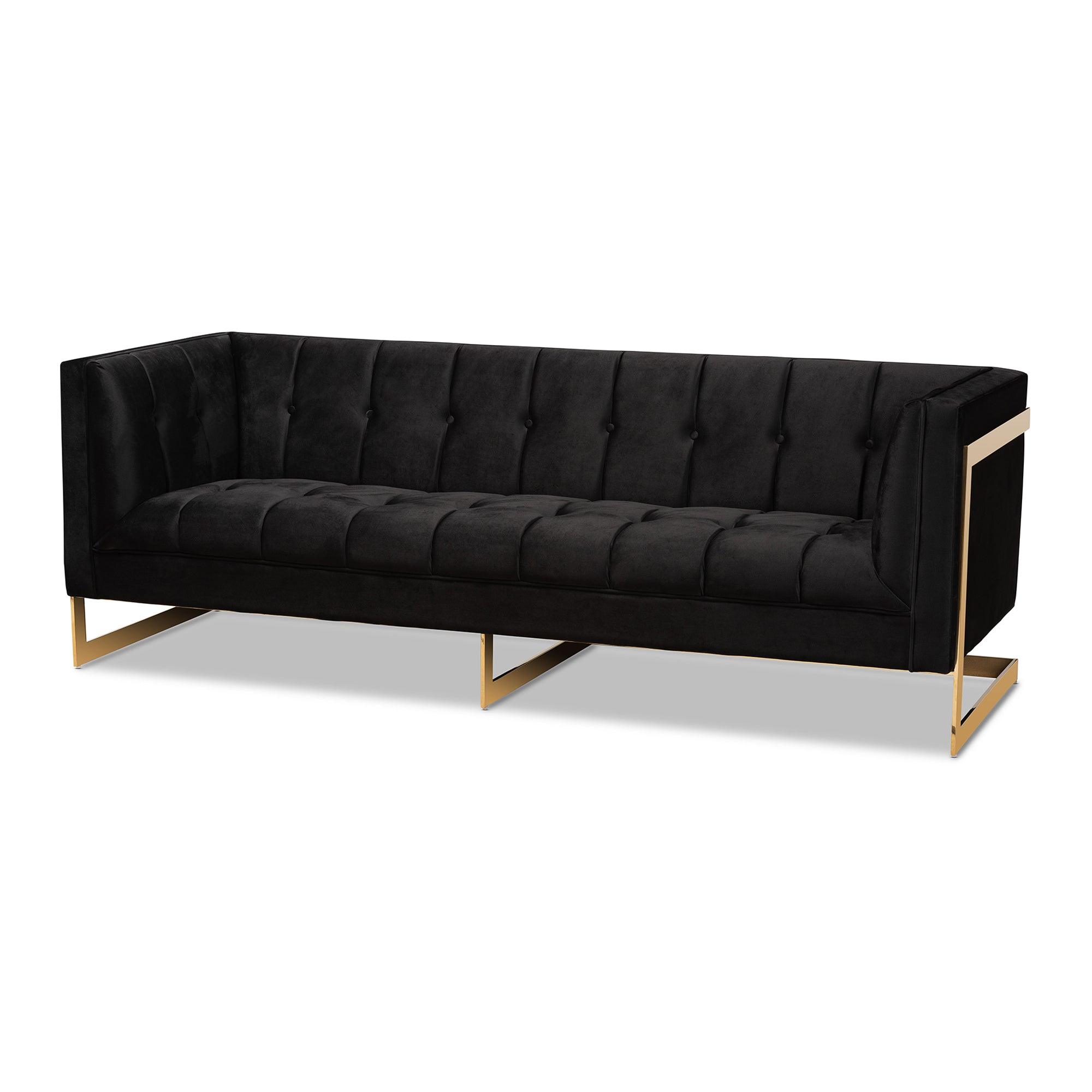 Ambra Glam and Luxe Velvet Upholstered and Button Tufted Sofa
