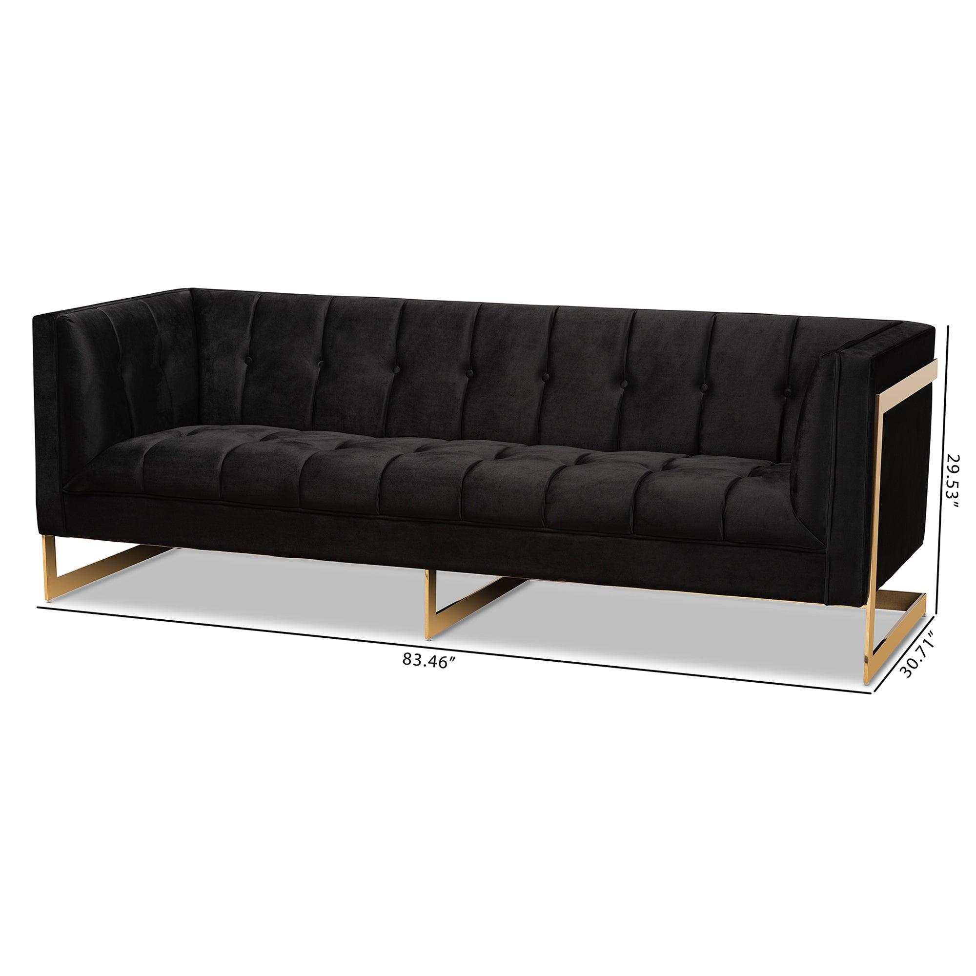 Ambra Glam and Luxe Velvet Upholstered and Button Tufted Sofa
