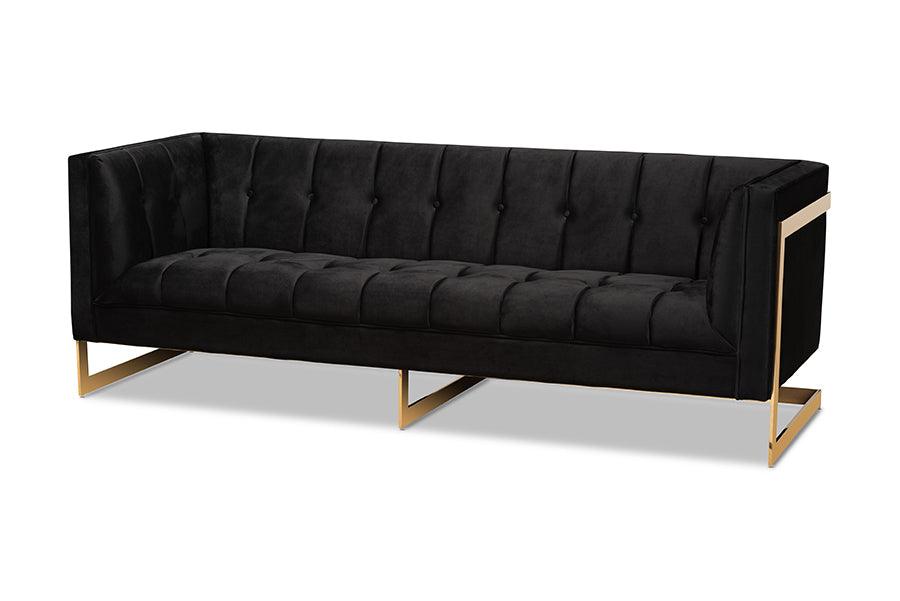 Ambra Glam and Luxe Velvet Upholstered and Button Tufted Sofa