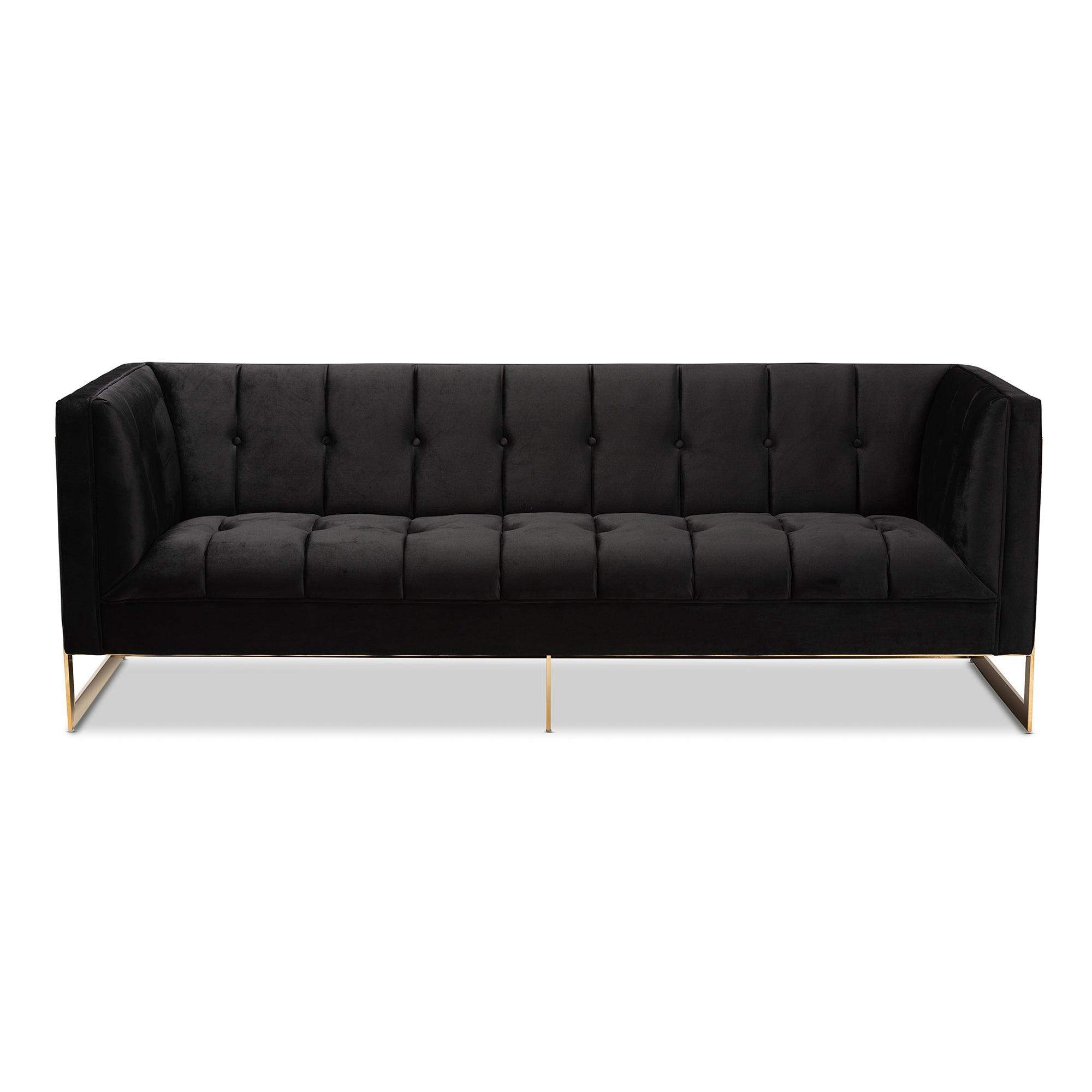 Ambra Glam and Luxe Velvet Upholstered and Button Tufted Sofa