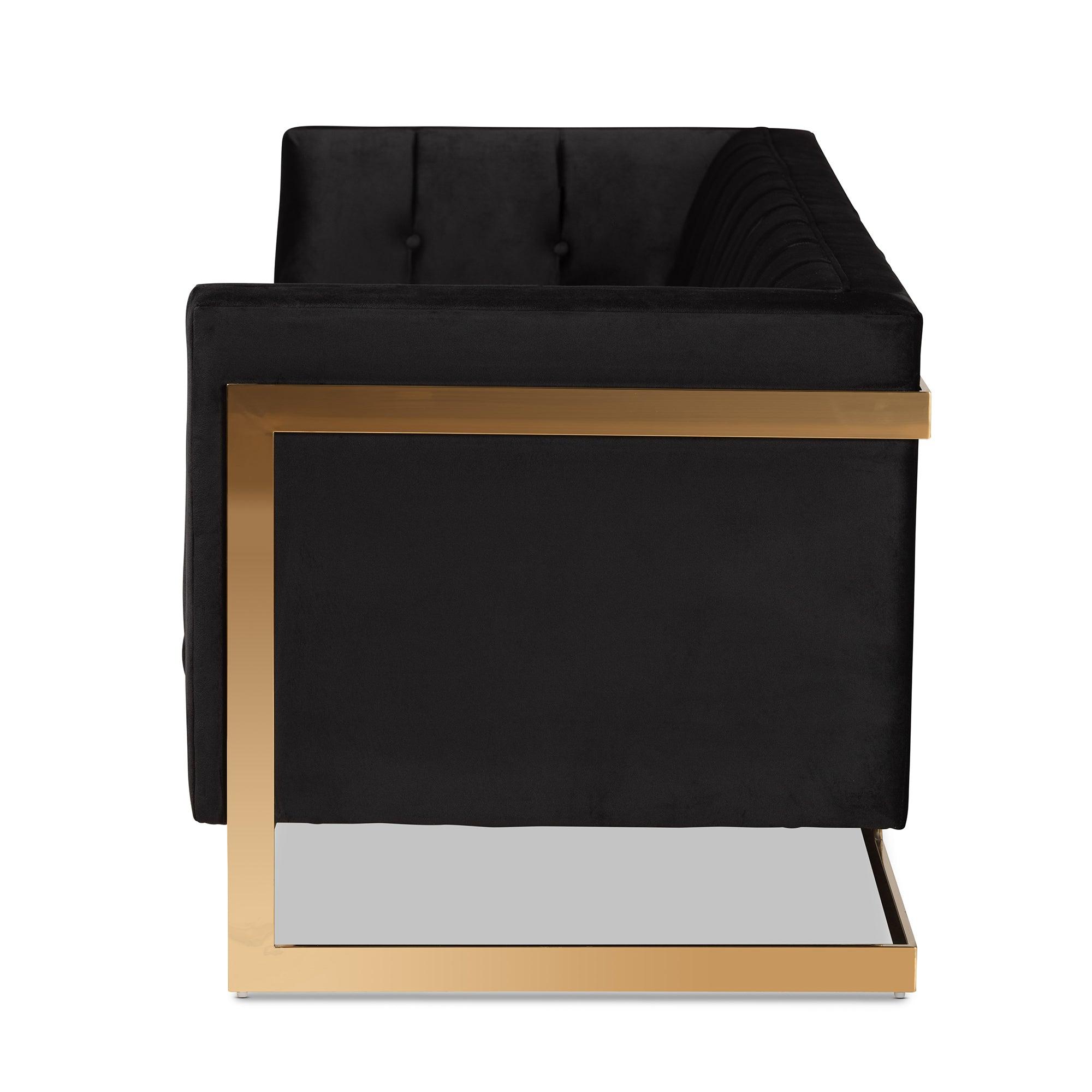 Ambra Glam and Luxe Velvet Upholstered and Button Tufted Sofa