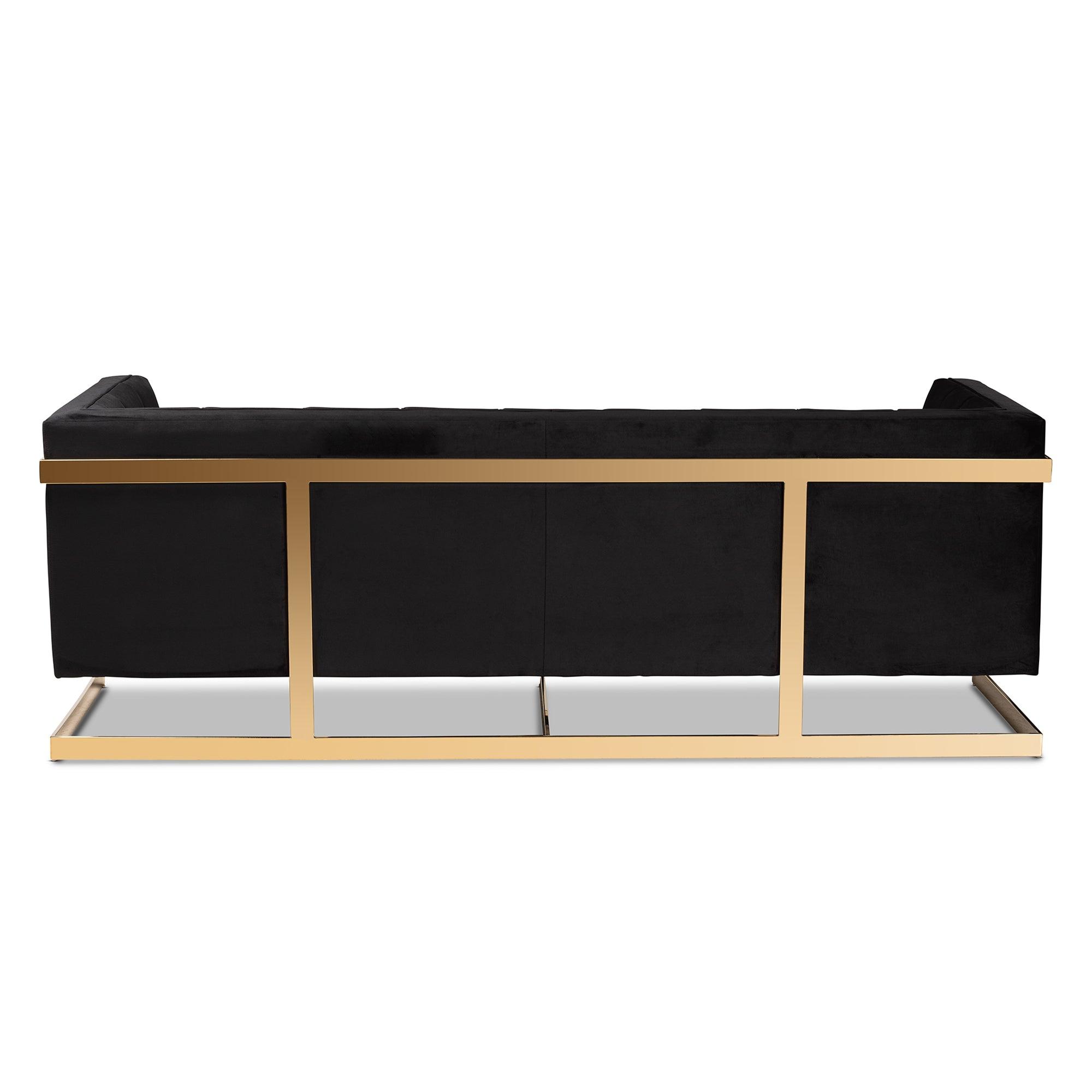 Ambra Glam and Luxe Velvet Upholstered and Button Tufted Sofa