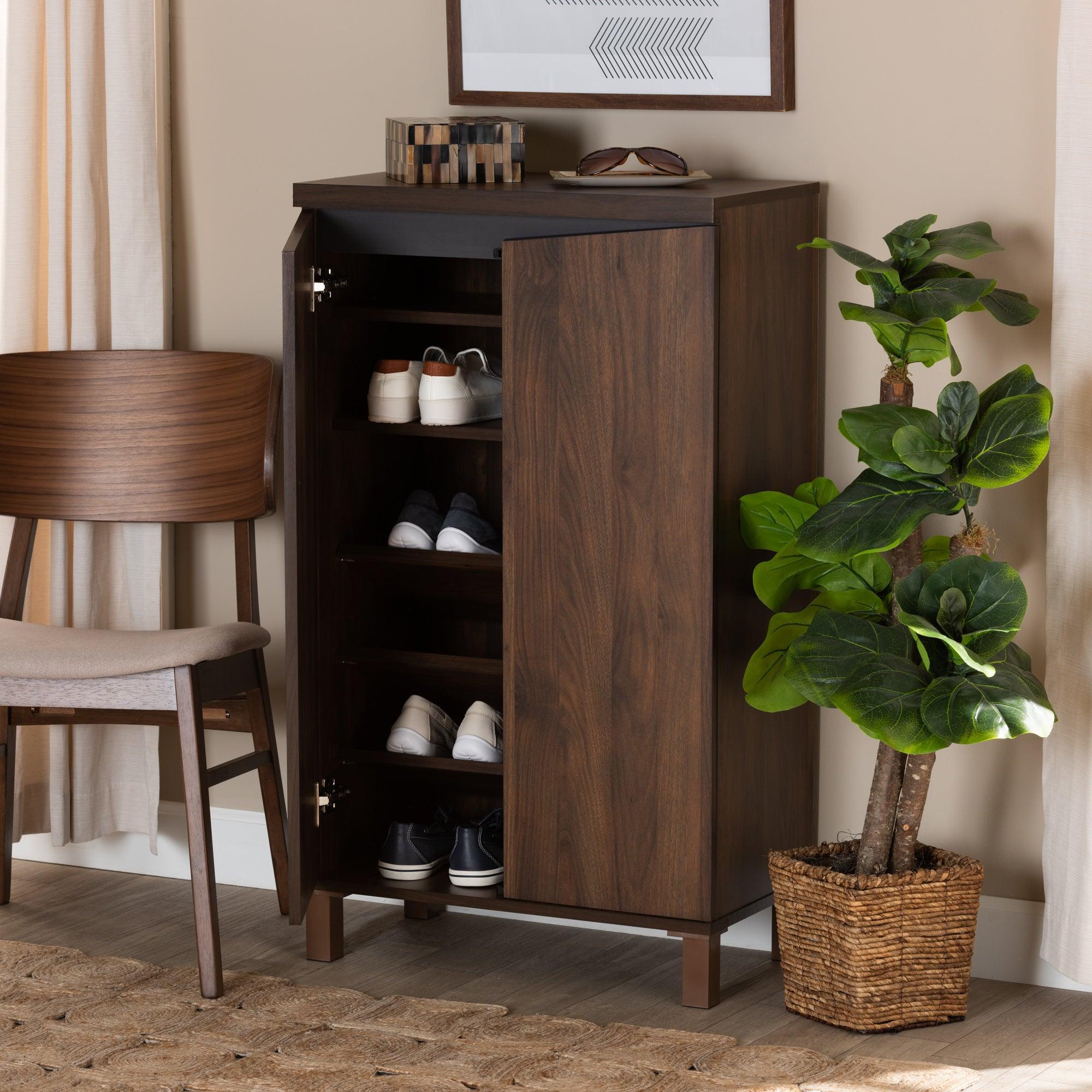 Talon Modern and Contemporary Two-Tone and Dark Finished Wood 2-Door Shoe Storage Cabinet