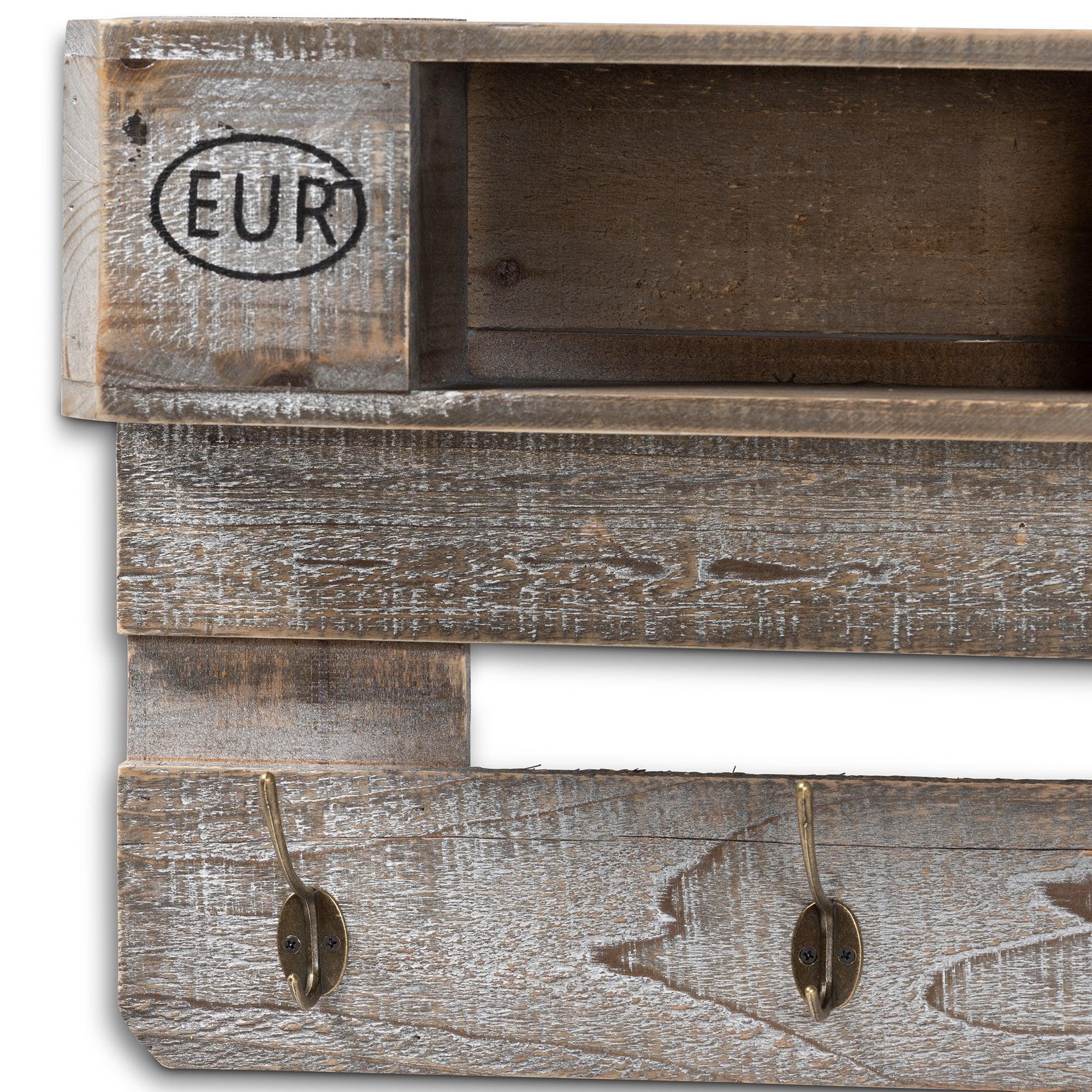 Ferguson Vintage Rustic washed Finished Wood Wall Mounted Coat Rack with Shelves