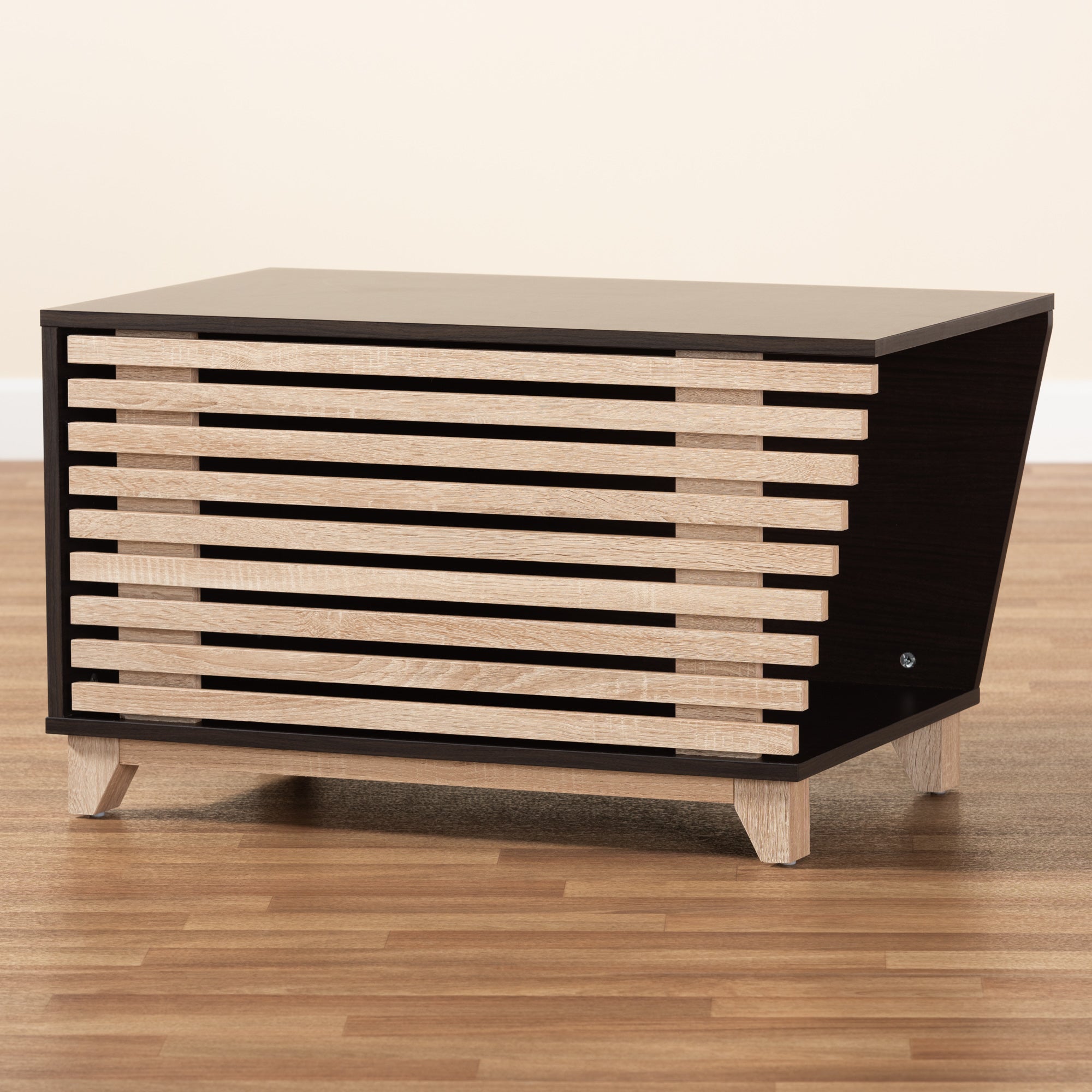 Eckhart Modern and Contemporary Two-Tone and Finished Wood Cat Litter Box Cover House