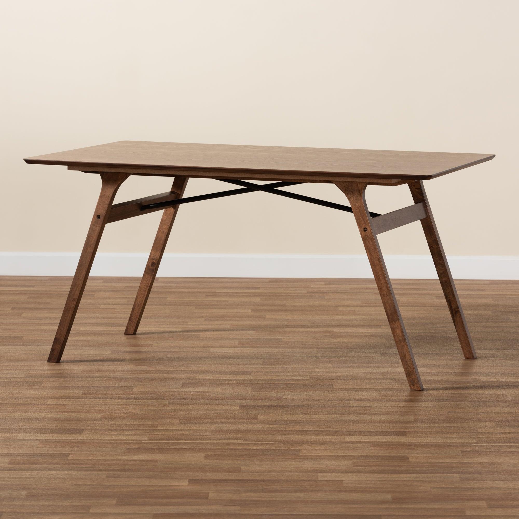Saxton Mid-Century Modern Transitional Finished Wood Dining Table