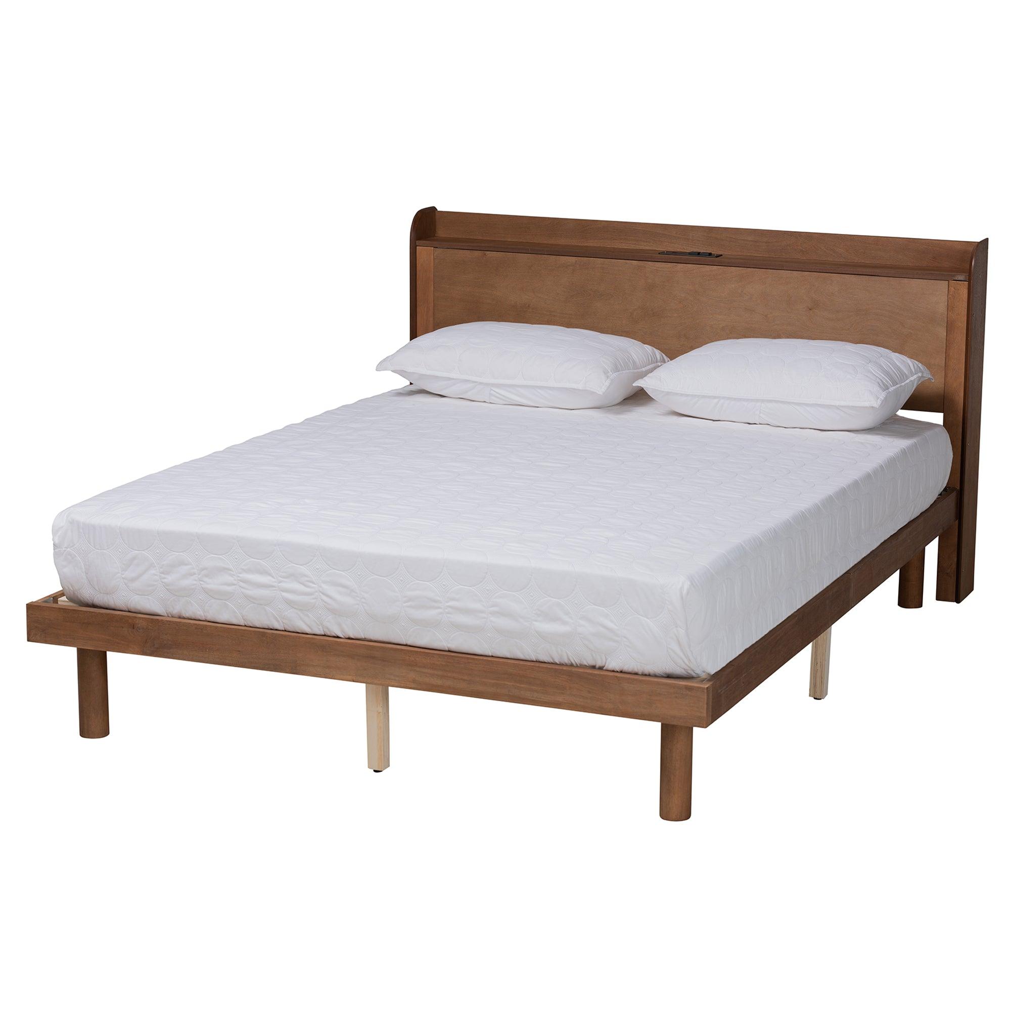 Decker Mid-Century Modern Transitional Finished Wood Platform Bed